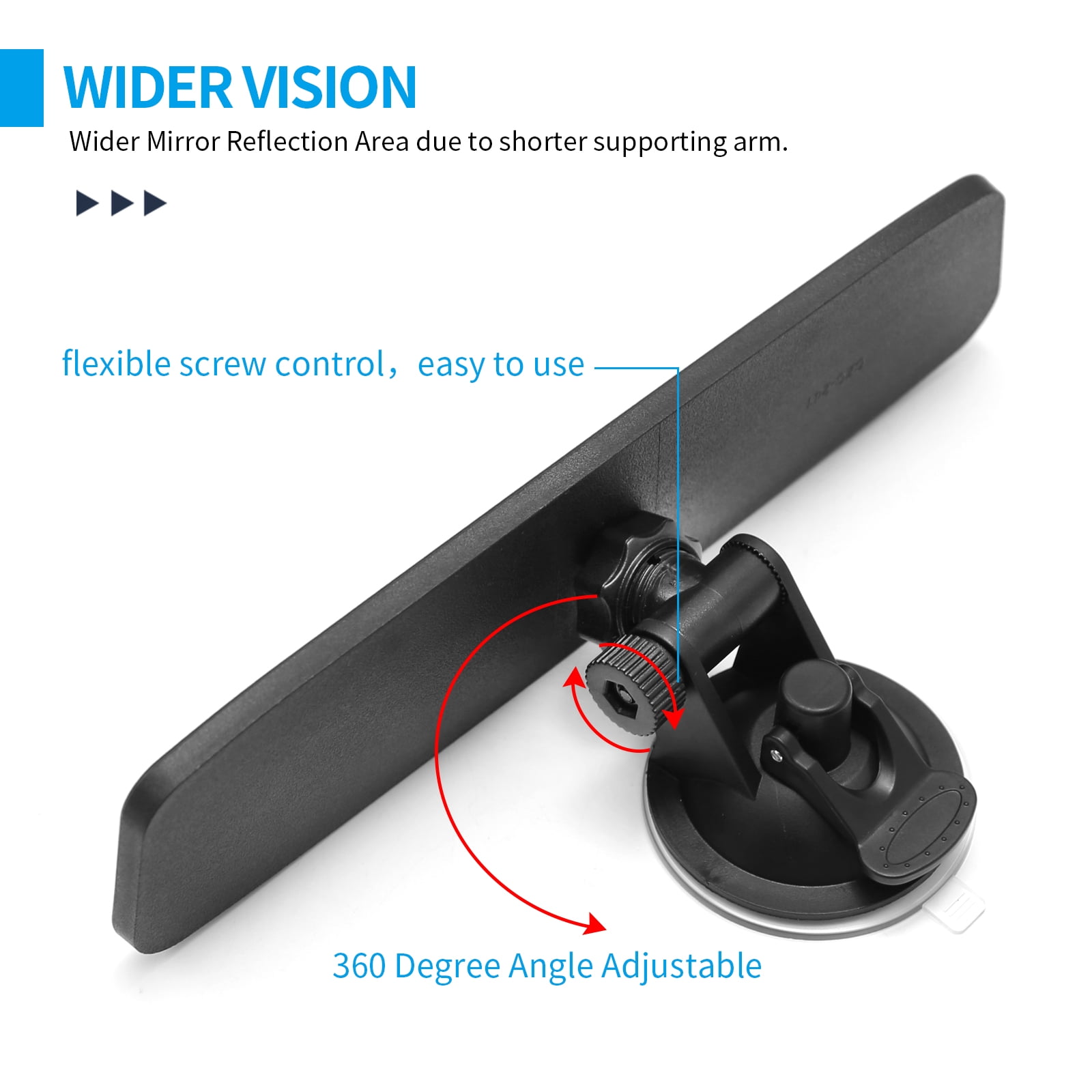 Anxingo Interior Rear View Mirror, Adjustable Wide Angle Blind Spot Mirror for Cars Trucks and SUVs (9.64 in x 2.6 in, White) 7k4cx