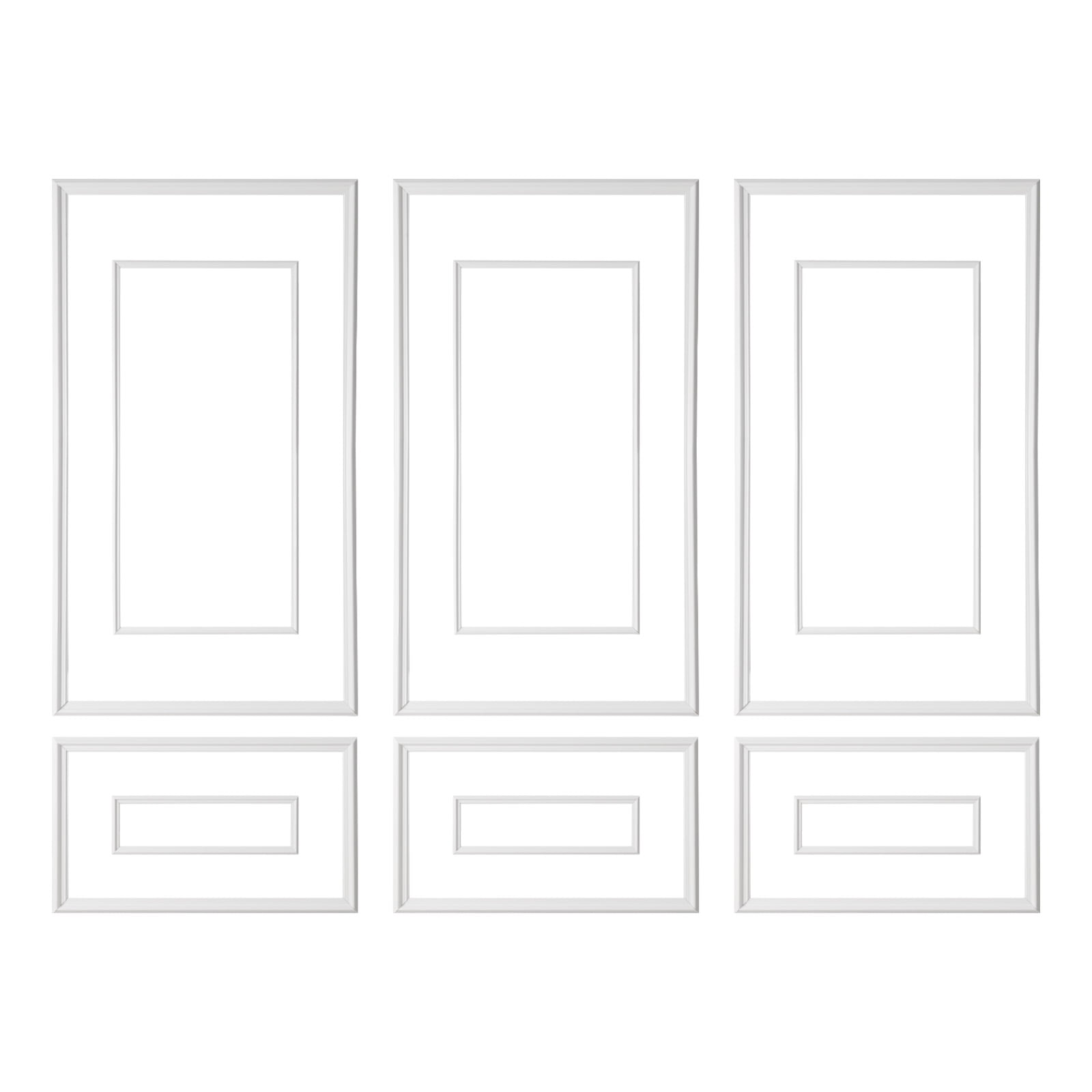 KFFKFF Wall Molding Wainscoting Panels Kit, Paintable Lightweight Polystyrene Decorative Trim (White, 3 Pack) 7b56g