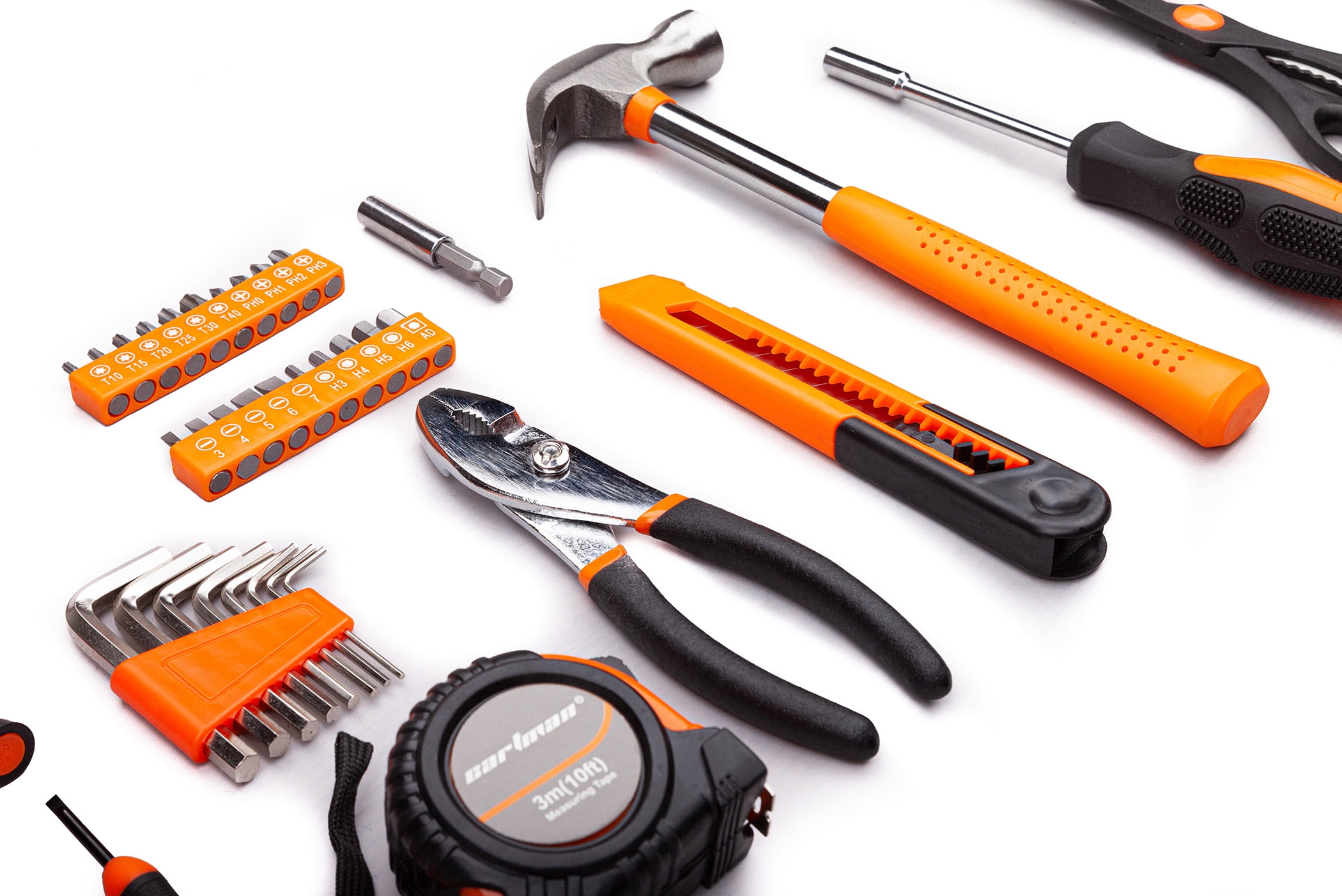 CARTMAN 39-Piece Household Hand Tool Set with Portable Storage Case (Orange, 39-Piece) f9moo