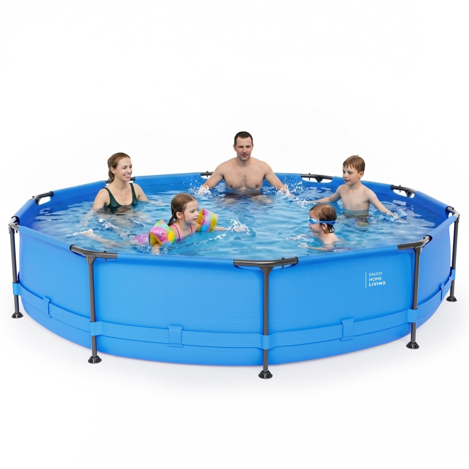 EDOEMSE Round Above-Ground Swimming Pool with Sturdy Iron Frame (Blue, 12 ft x 30 in) m4xg2