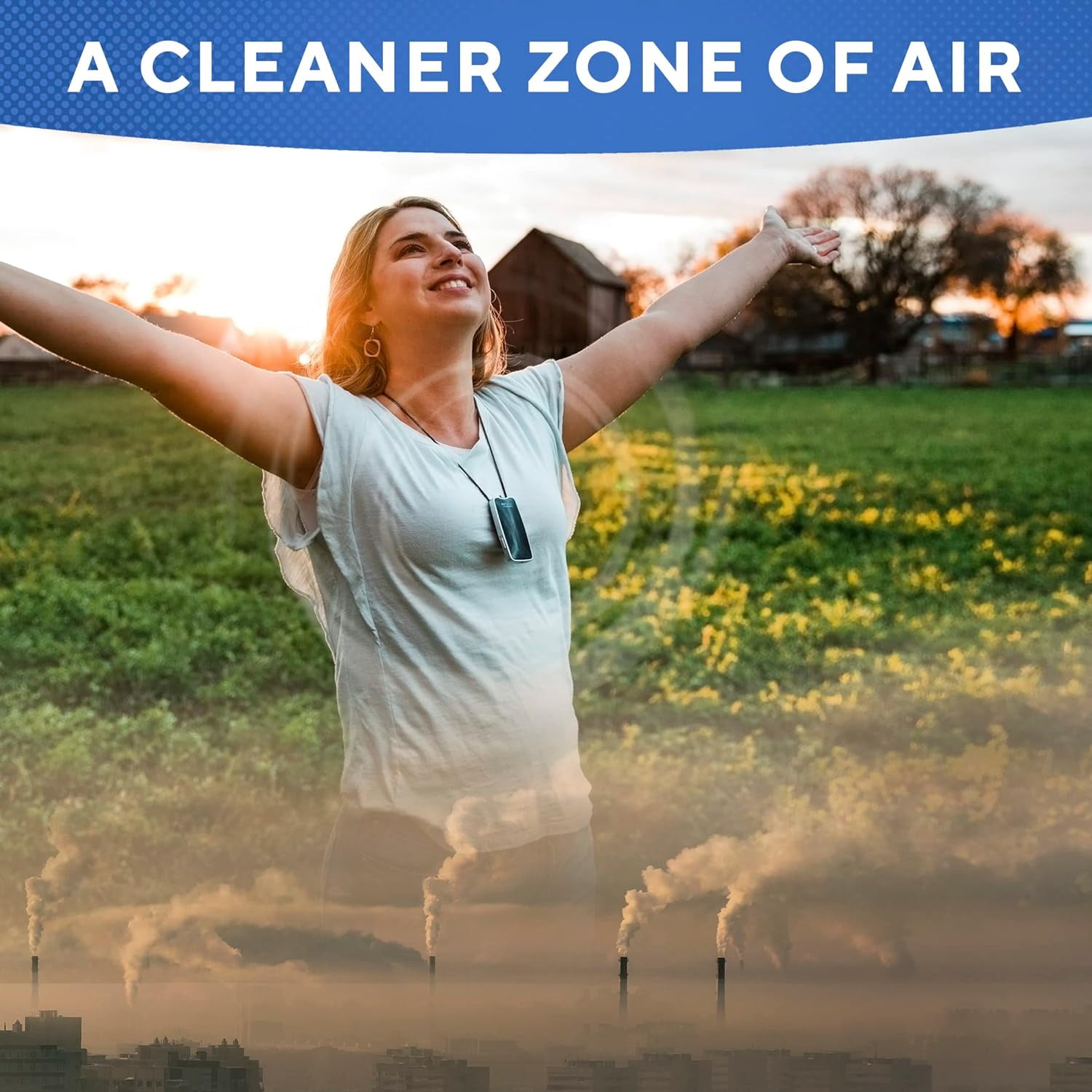 AirTamer A310W Personal Air Purifier, Portable Wearable Ionic Air Cleaner with Travel Case (White) yzor8