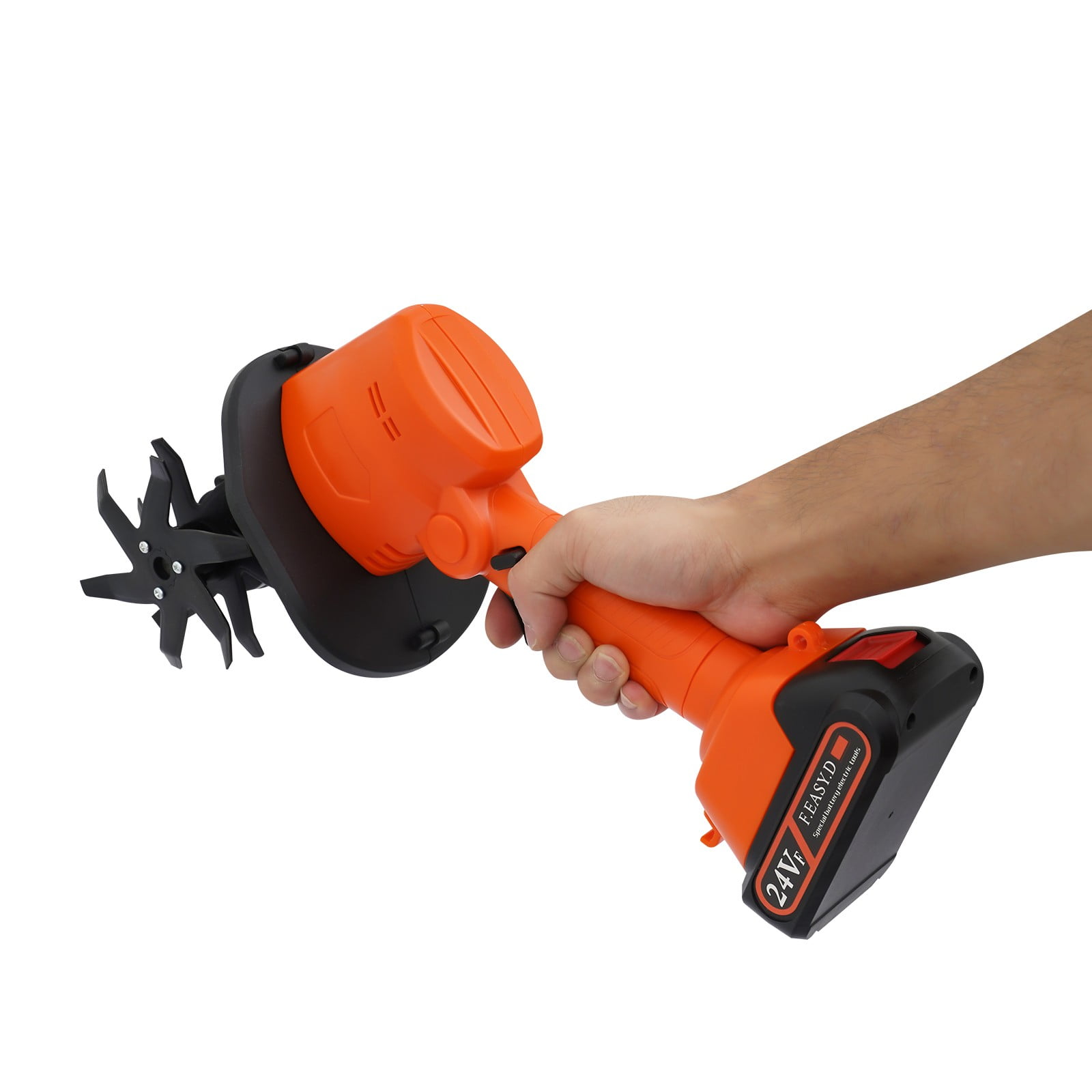 Generic 21V Cordless Mini Tiller Cultivator, Electric Garden Tiller with Adjustable Pole (3.94 in Width, 3.94 in Depth) 8m5mh