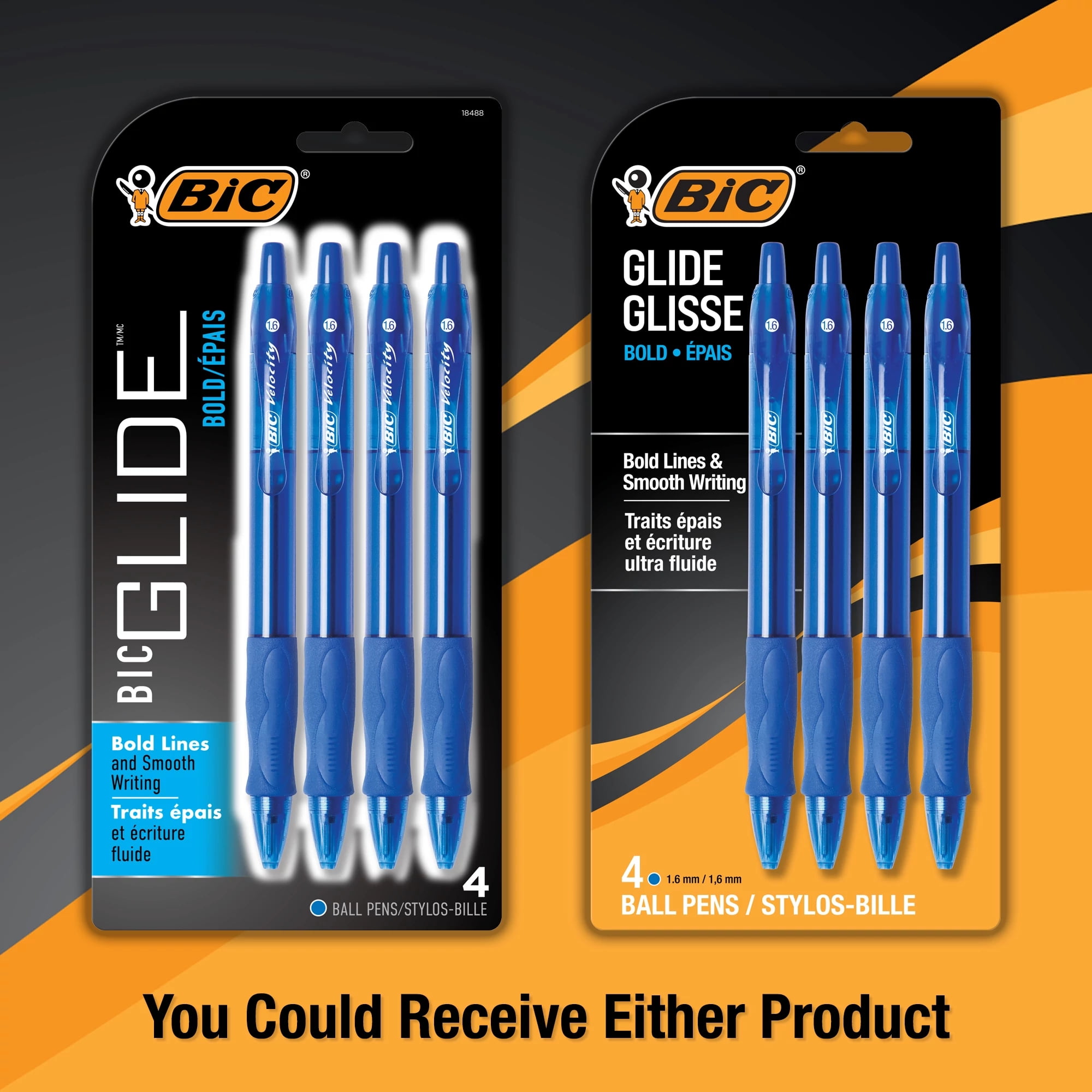BIC Glide Retractable Ball Point Pen, Bold Point, Smooth Writing Ink (Blue, 4 Count) ivcn7