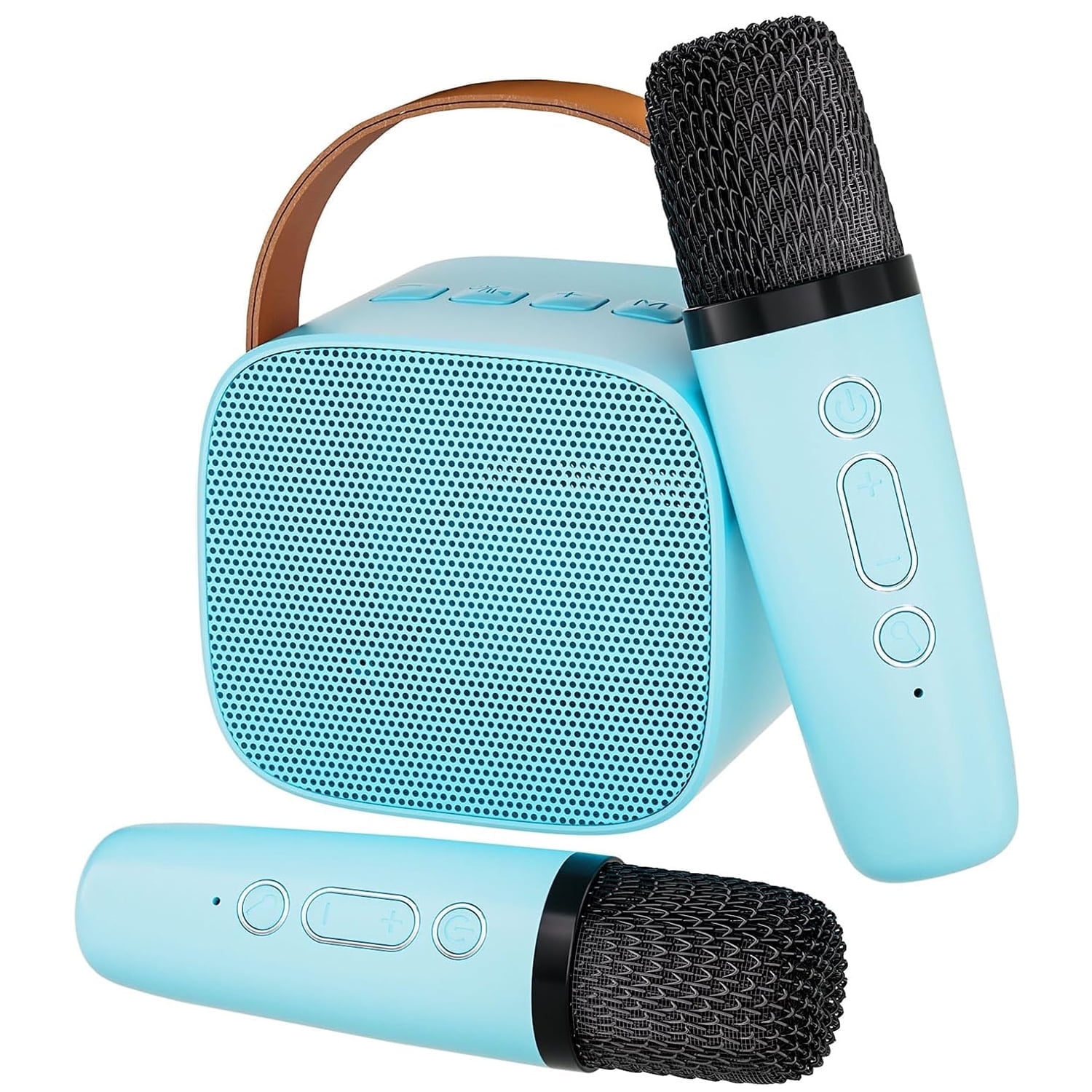 PayUSD Portable Karaoke Machine with 2 Wireless Microphones, Bluetooth Speaker for Parties (Blue, 1 Unit) wht71
