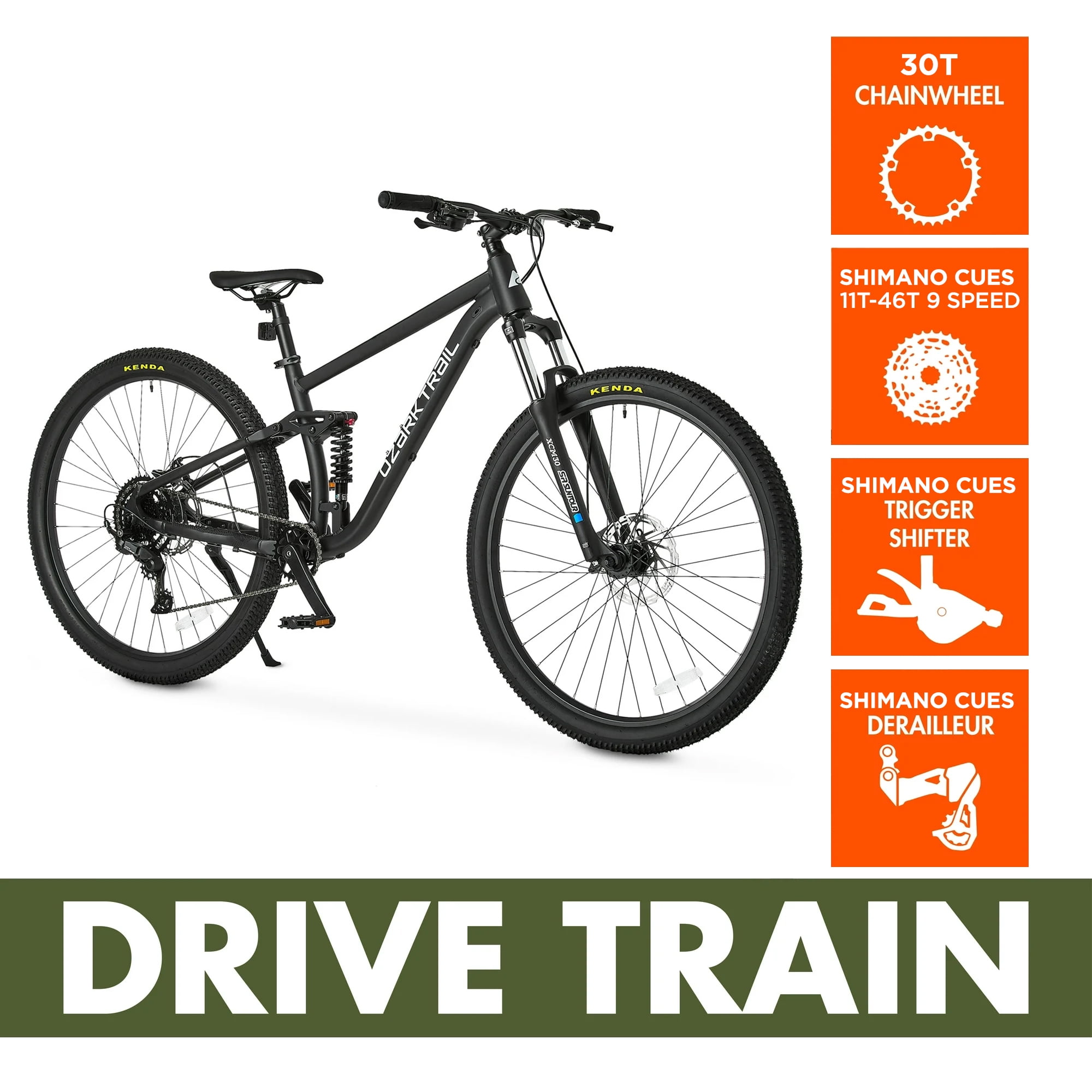 Ozark Trail 29 in FS.2 Slalom Full Suspension Mountain Bike (Black, Medium Frame) nxb8o