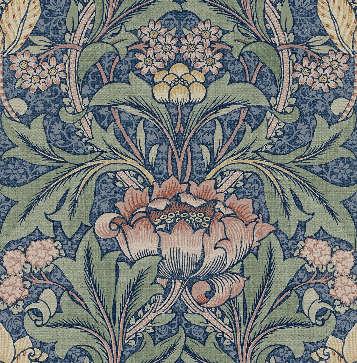NextWall Morris Flower Peel and Stick Wallpaper (Blue, 20.5 in. x 18 ft.) eqdp9