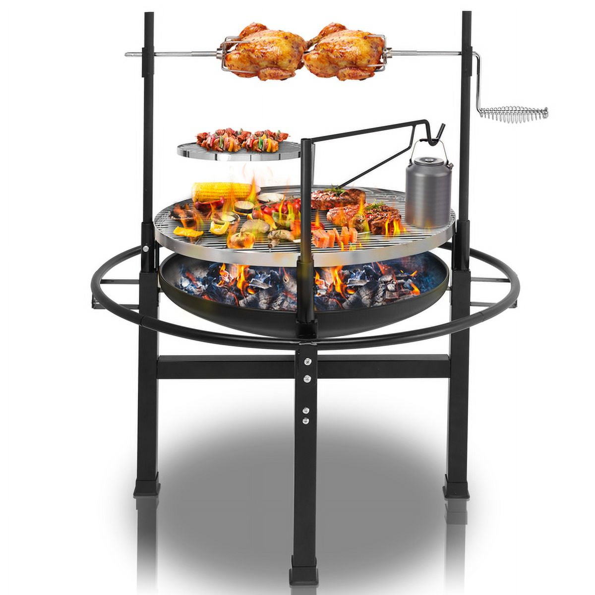 Taimu TM Round Charcoal Grill for Outdoor Cooking and Smoking (Black, 33.5 in x 33.5 in x 42.5 in) e3a2f