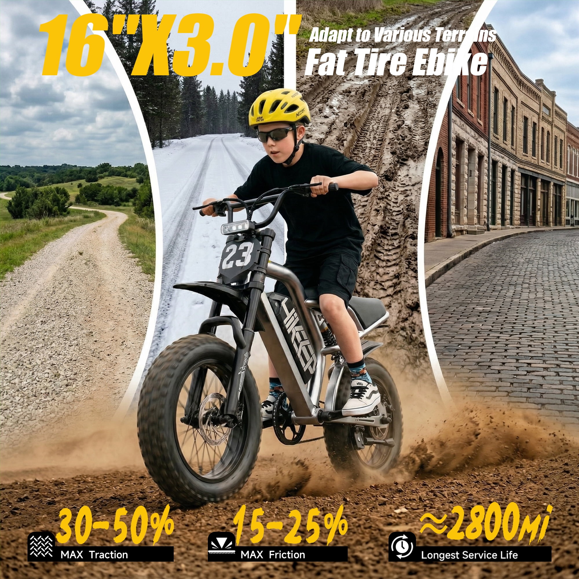 HiKeep Electric Mountain Bike, 750W Motor 25MPH E-Bike with 48V 15Ah Battery (Brown, 16 in Fat Tire) sqpdp
