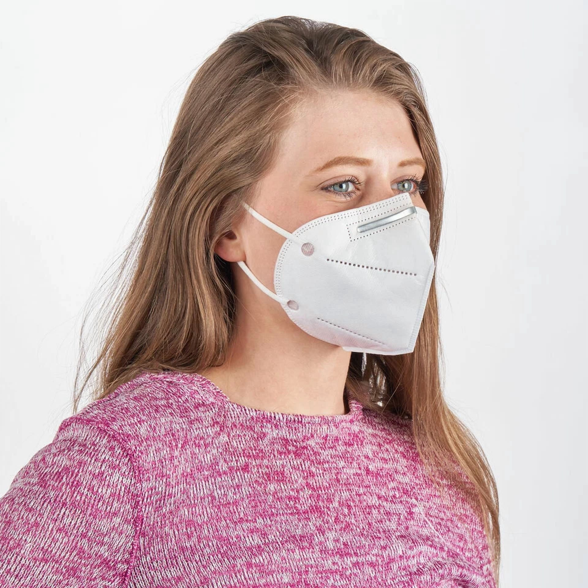 YANI KN95 Protective Face Mask 5-Layer Disposable Mouth and Nose Cover (White, 5 Pack) 2bu6c - Image 4
