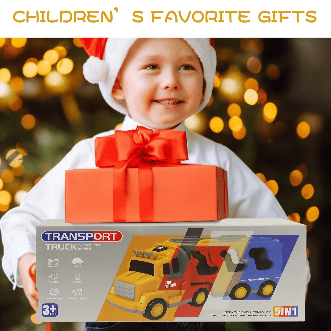 PayUSD 5-in-1 Construction Carrier Truck Set with Friction Power Vehicles (Yellow, 1 Set) qd7xg