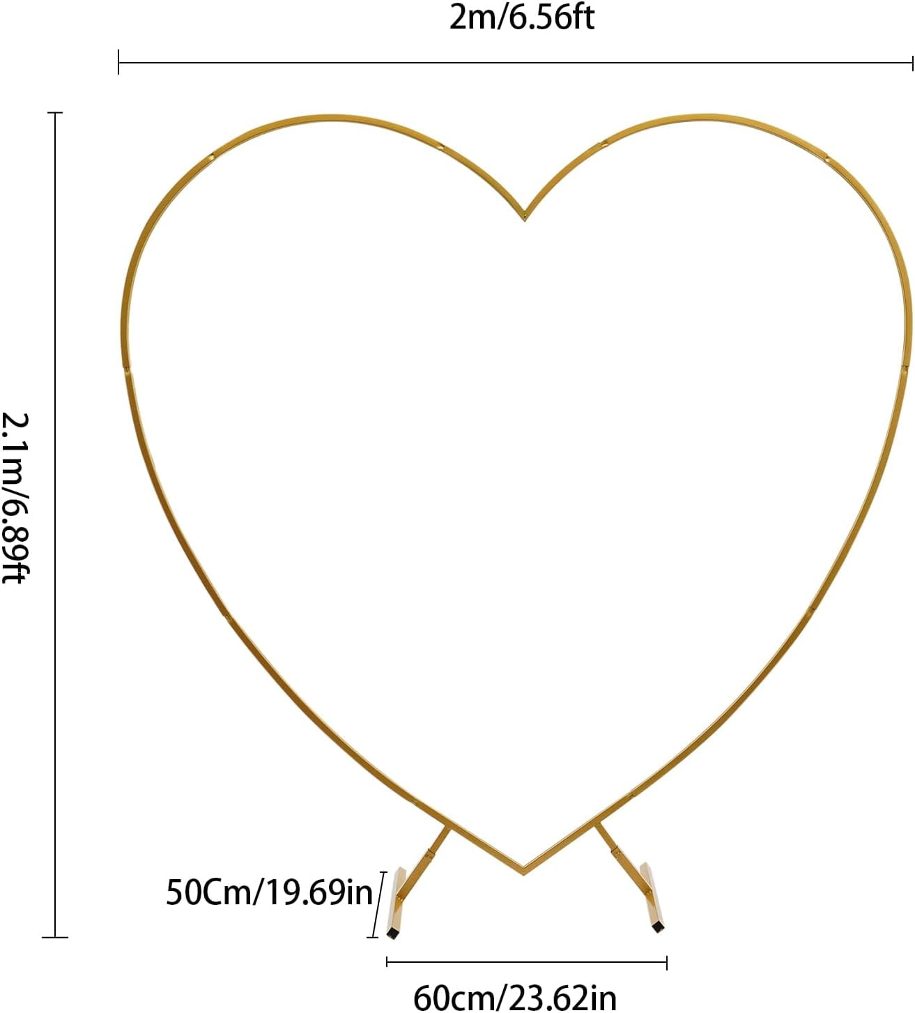 Generic Heart Shape Wedding Arch Frame, Metal Balloon Arch Kit for Party Decor and Garden Trellis (Gold, 79.2 in x 82.7 in) 5g8cb
