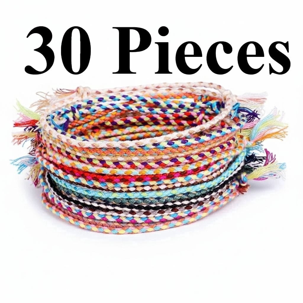 Chengjian Friendship Bracelets Handmade Woven Waterproof Rope Wristband (Multicolor, 30 Pack) ncam2