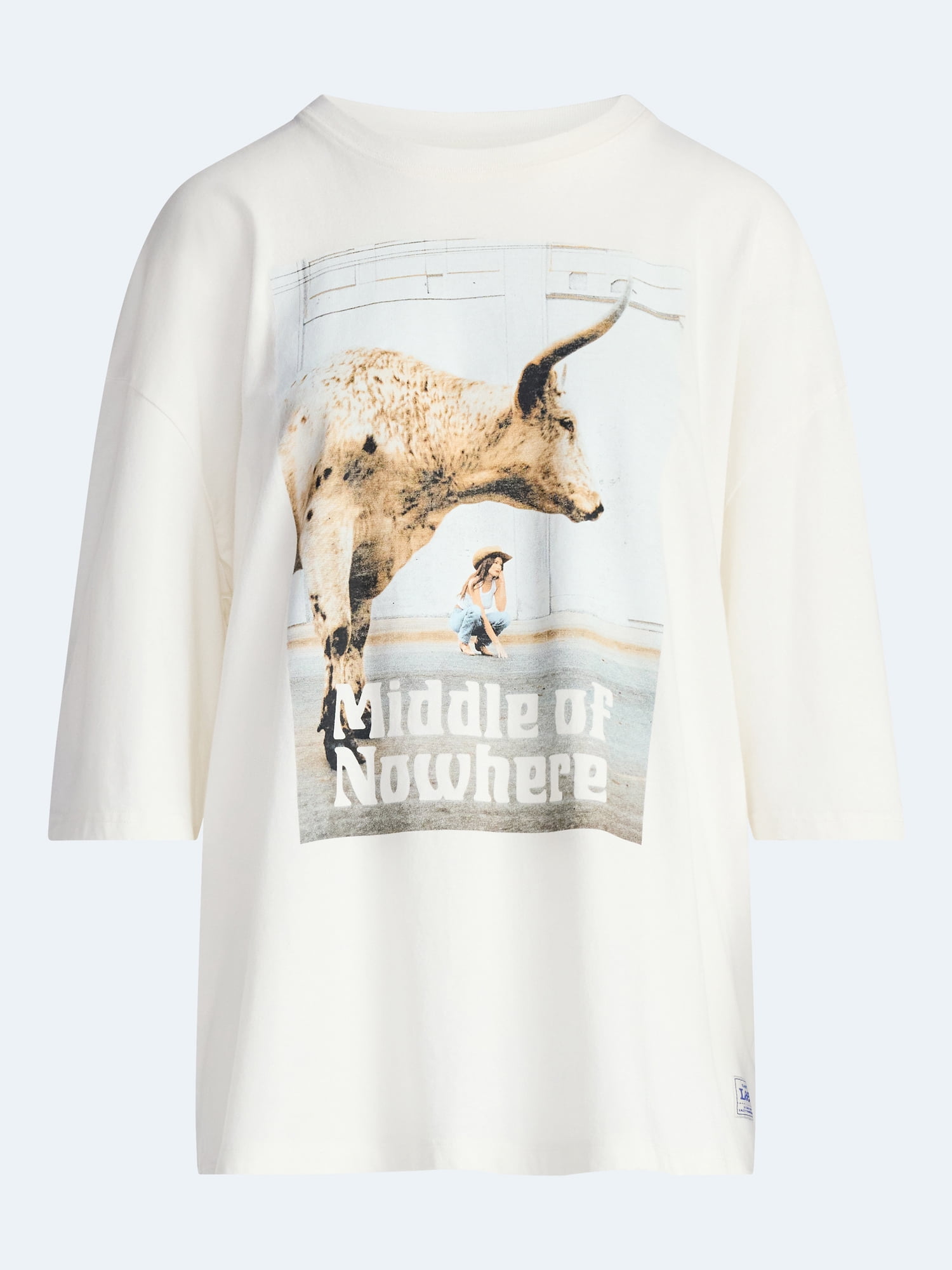 Kacey Lee Women's Middle of Nowhere Graphic Tee, Relaxed Fit Cotton Crewneck (XS-XXL) iu1f7