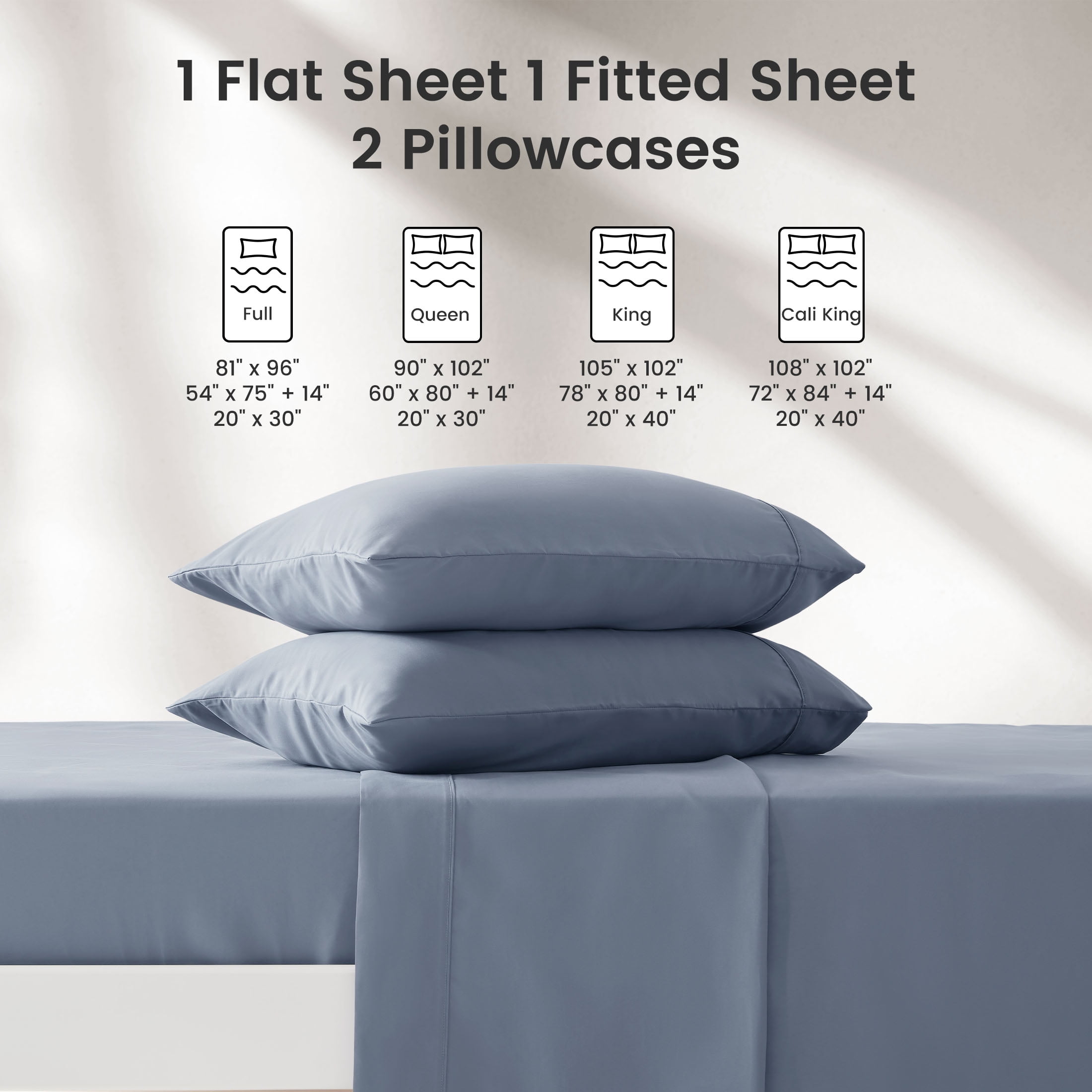 Sonive 4-Piece Bed Sheet Set, Ultra Soft Breathable Microfiber Bedding (Flint Stone Blue, Queen) vny8i