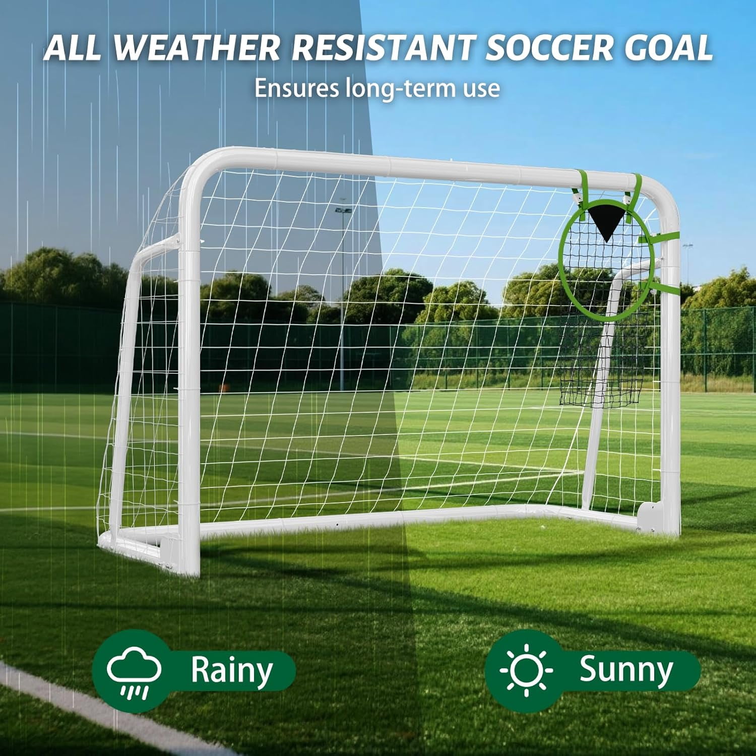 Slsy Foldable Soccer Goal for Backyard Training (Silver, 12x6 ft) p0sm4