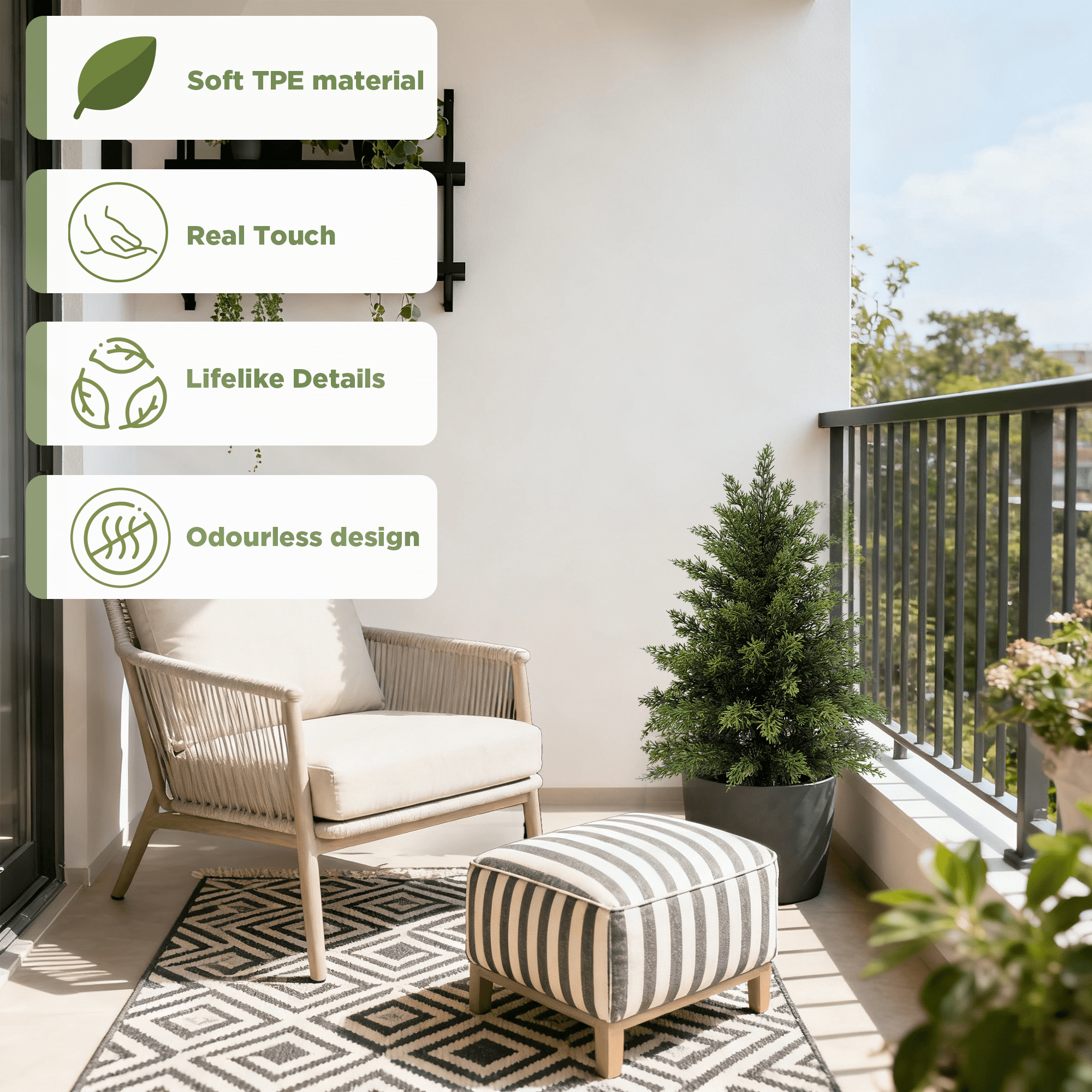 Olivivi Artificial Cedar Topiary Tree for Indoor and Outdoor Home Decor (Green, 25 in, 2 Pack) c1eu8