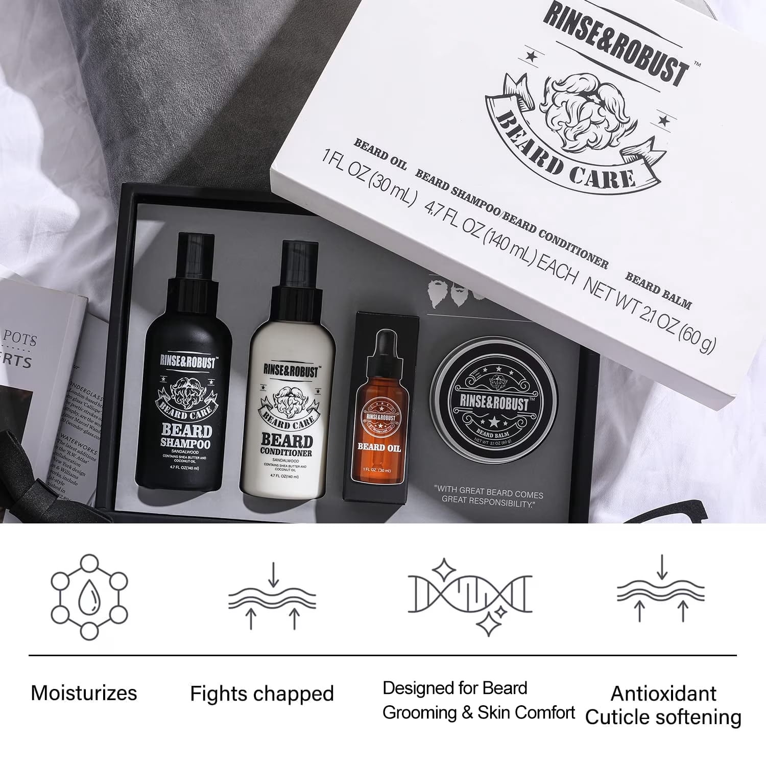 Body & Earth Beard Grooming Kit for Men (Sandalwood, 4-Piece Set) q56u6