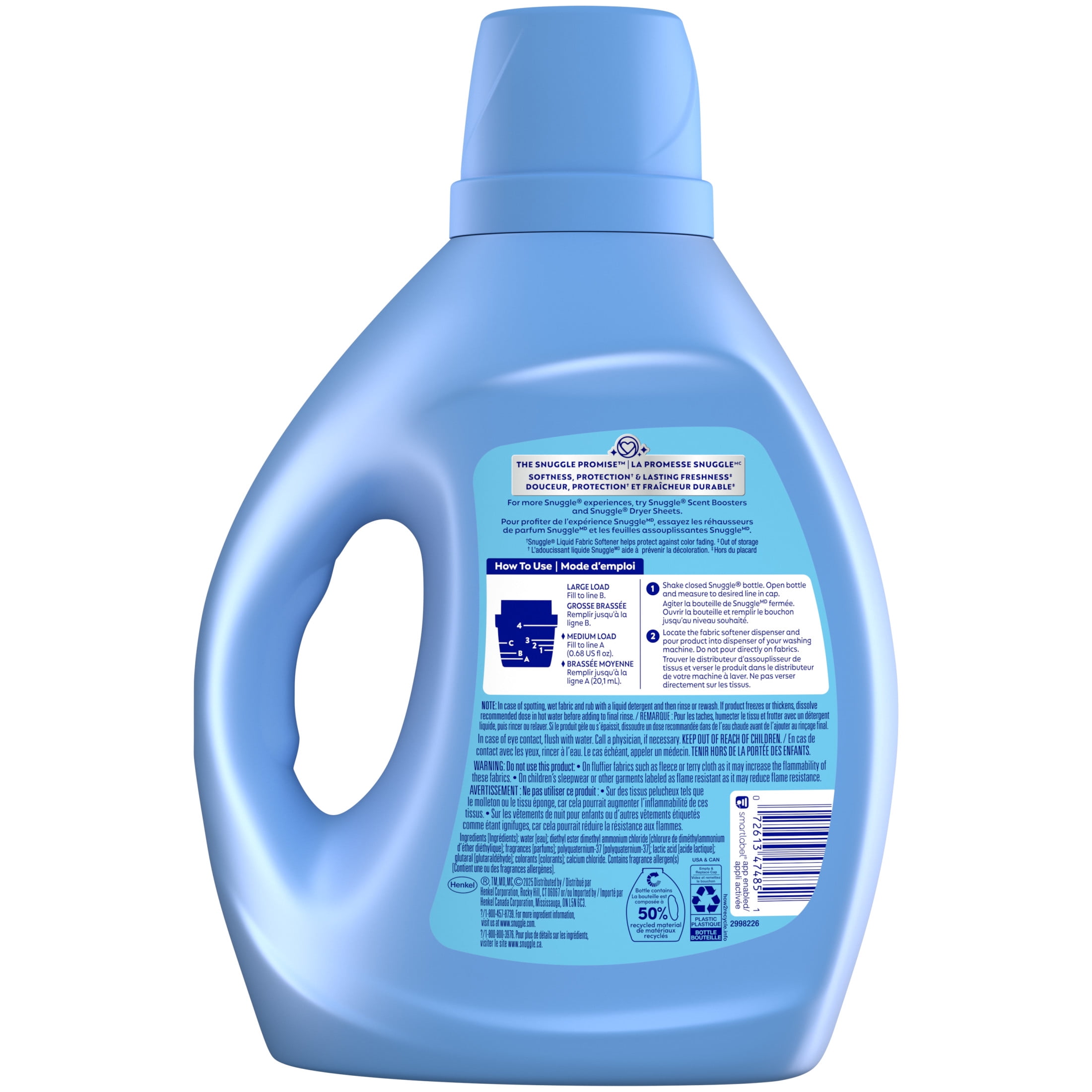Snuggle Liquid Fabric Softener, Cuddle-Up Fresh Blue Sparkle, Long-Lasting Freshness (Blue, 93.8 oz) jx28e