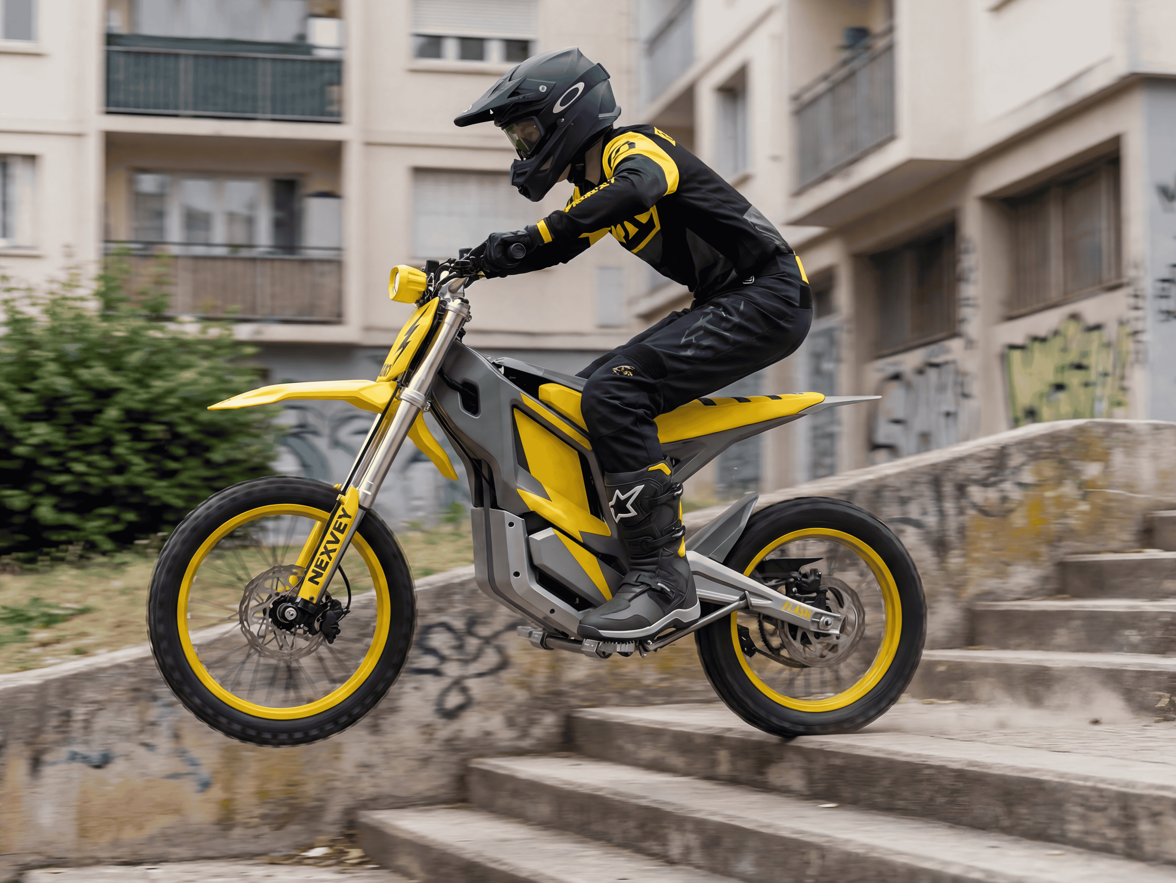 NEXVEY Flash Electric Dirt Bike, 4000W Peak Power Off-Road Motorcycle with Dual Hydraulic Brakes (Yellow, 48V 22.5AH Battery) li0yp