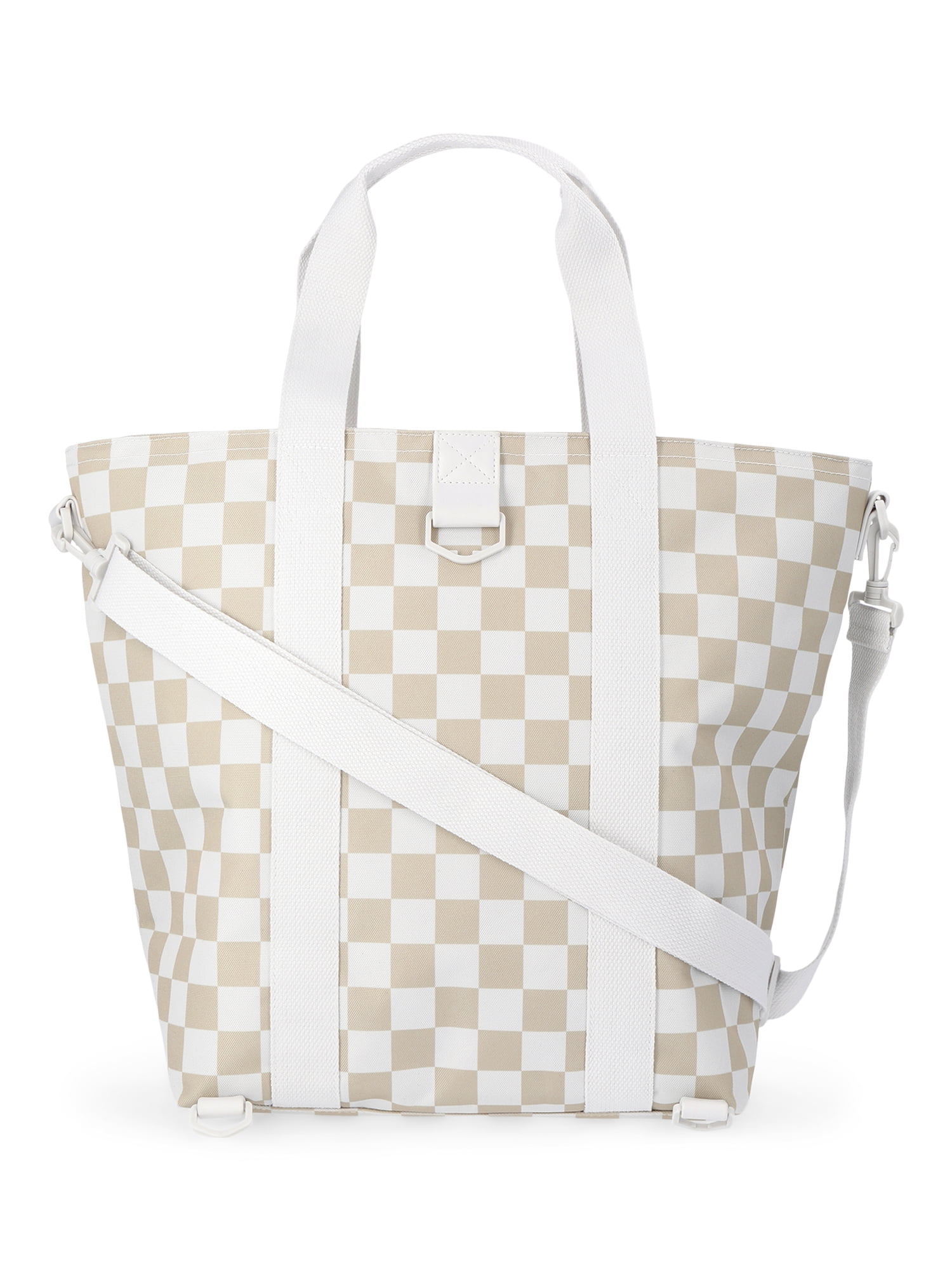 No Boundaries Women's Insulated Beach Tote Bag (Tan Checker, 16 in x 19.5 in x 7 in) 3j3yo