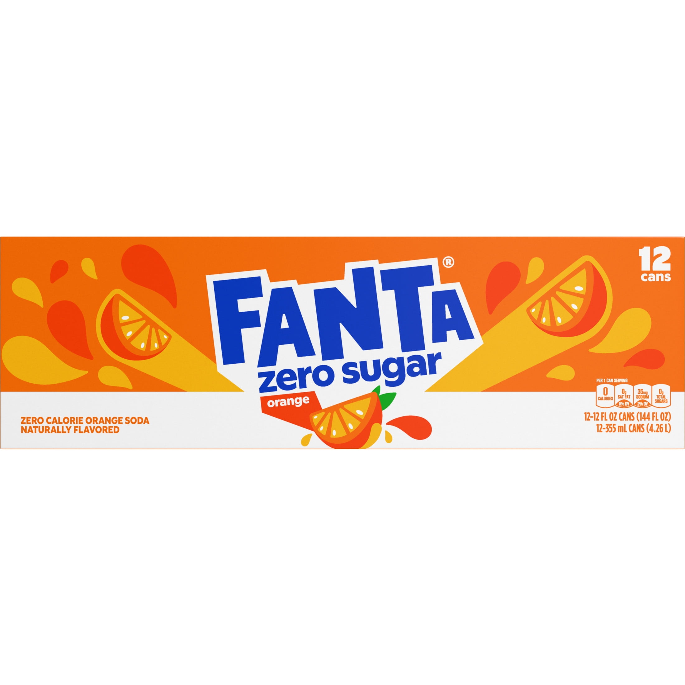 Fanta Zero Sugar Orange Soda, Refreshing Fruit Flavored Soft Drink (Orange, 12 fl oz, 12 Pack) pvm87