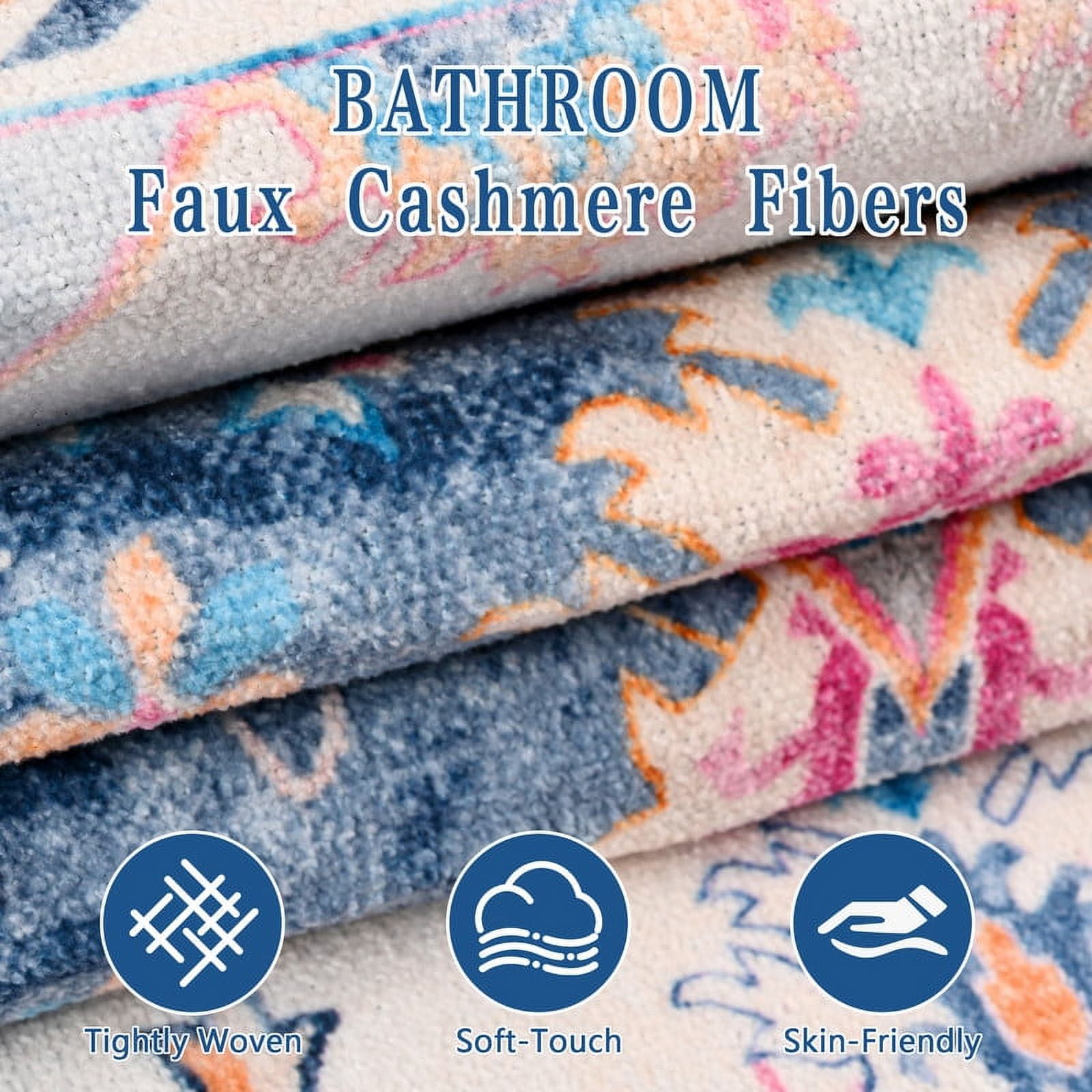 TWINNIS Vintage Boho Area Rug, Washable Non-Slip Floral Carpet for Living Room and Bedroom (Blue, 4 ft x 6 ft) 4glbv