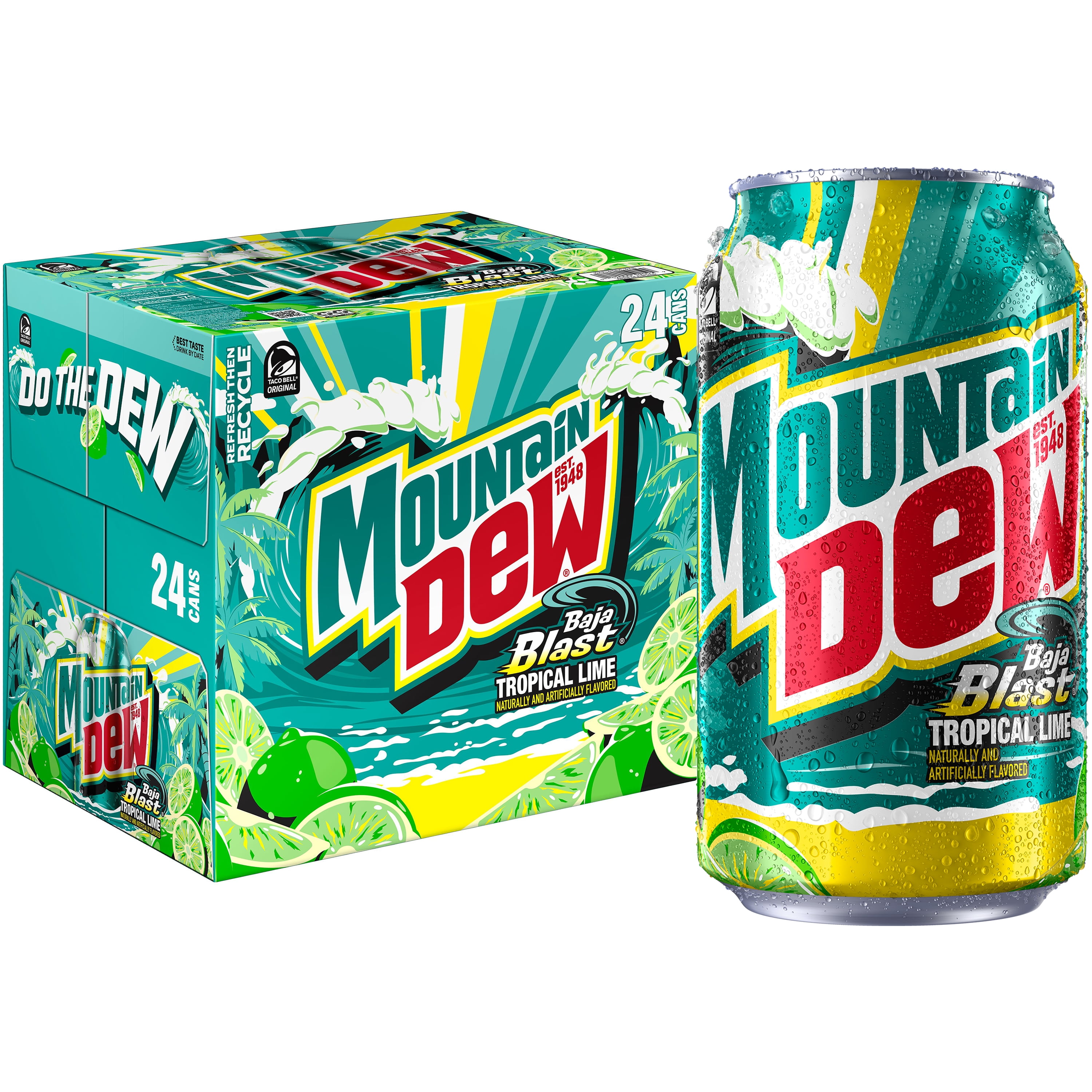 Mountain Dew Baja Blast Tropical Lime Soda, Refreshing Citrus Flavor (24 Pack, 12 fl oz) dfc4e