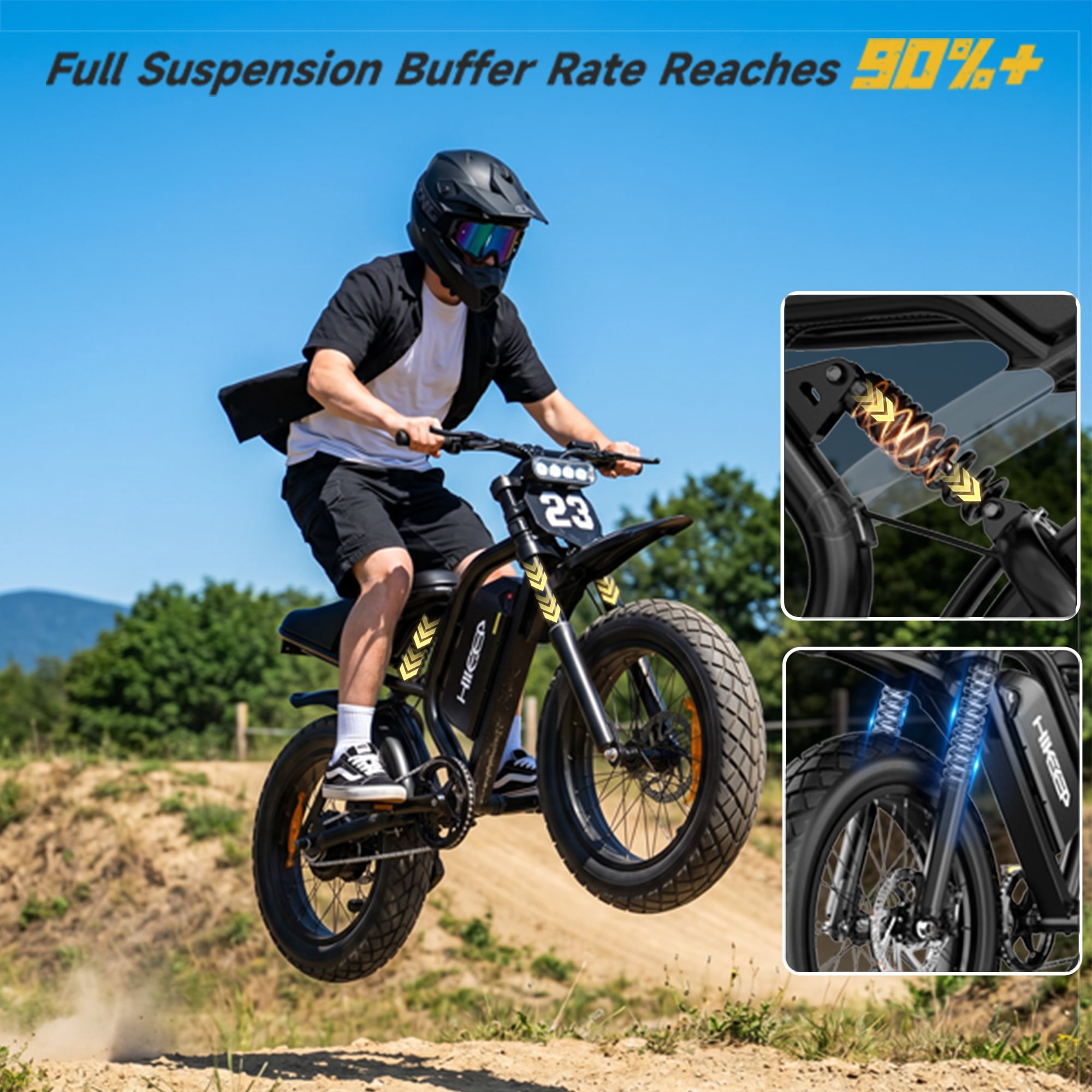 HiKeep 20 in Fat Tire Electric Bike, 750W Motor Full Suspension E-Bike for Adults (Black, 20 in) d0q5p