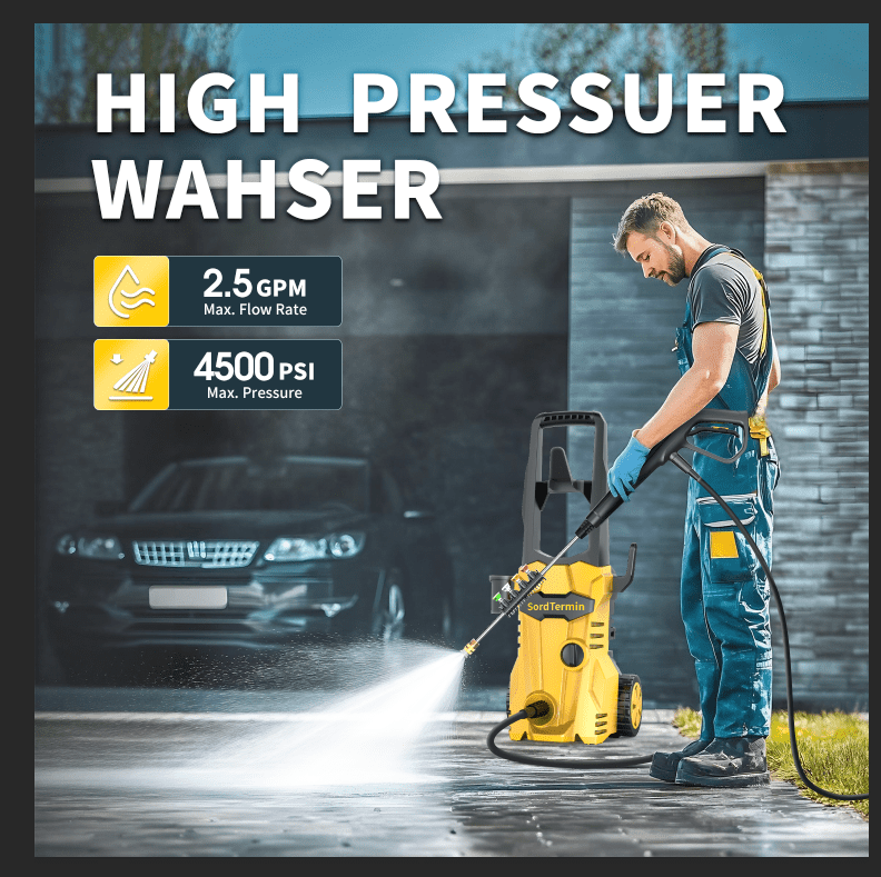 Flybrother Electric Pressure Washer with Foam Cannon and 4 Quick-Connect Nozzles (35 ft Hose, 20 ft Power Cord) flpzd