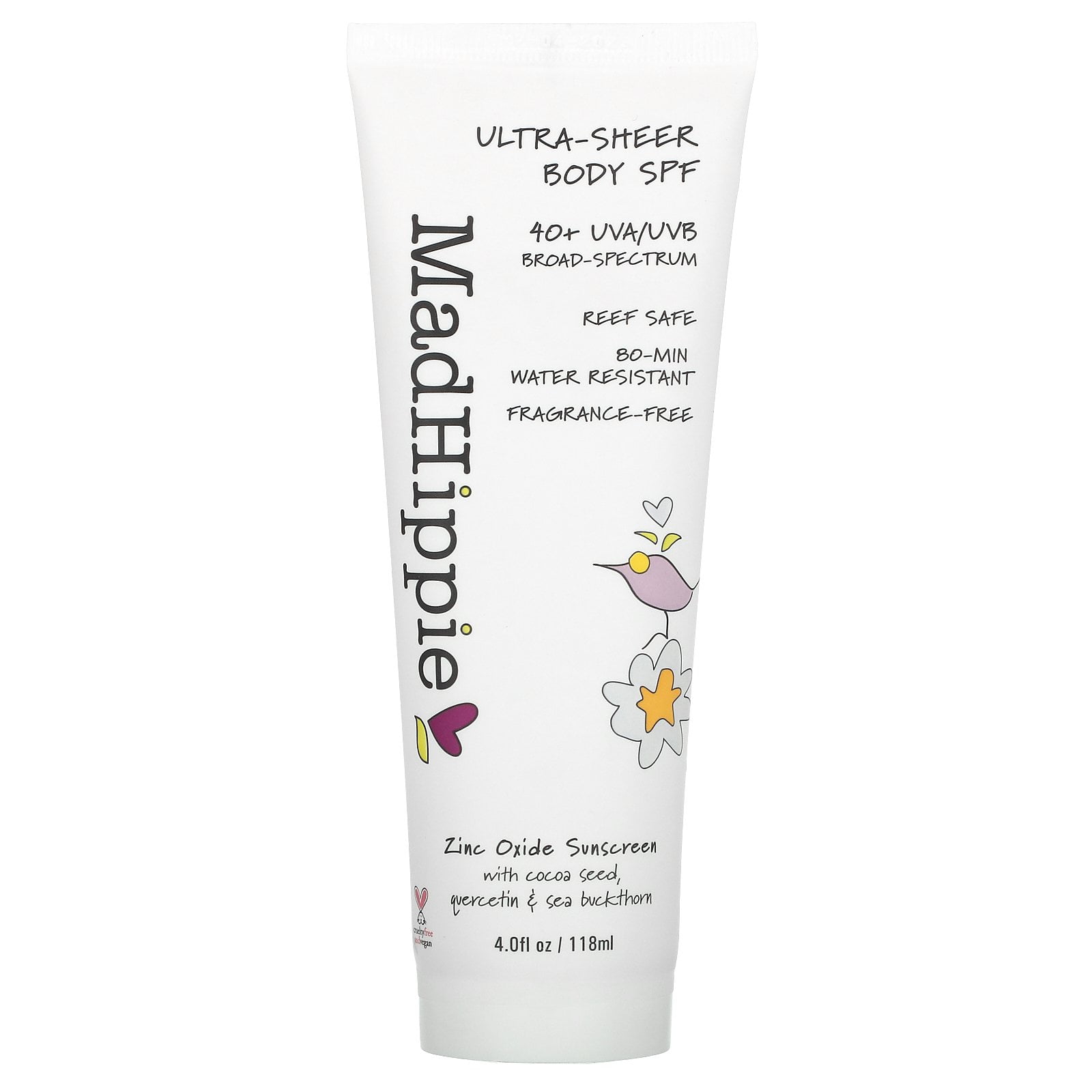 Mad Hippie Ultra-Sheer Body Sunscreen SPF 40+ Broad-Spectrum Protection (Clear, 4 fl oz) tzjns