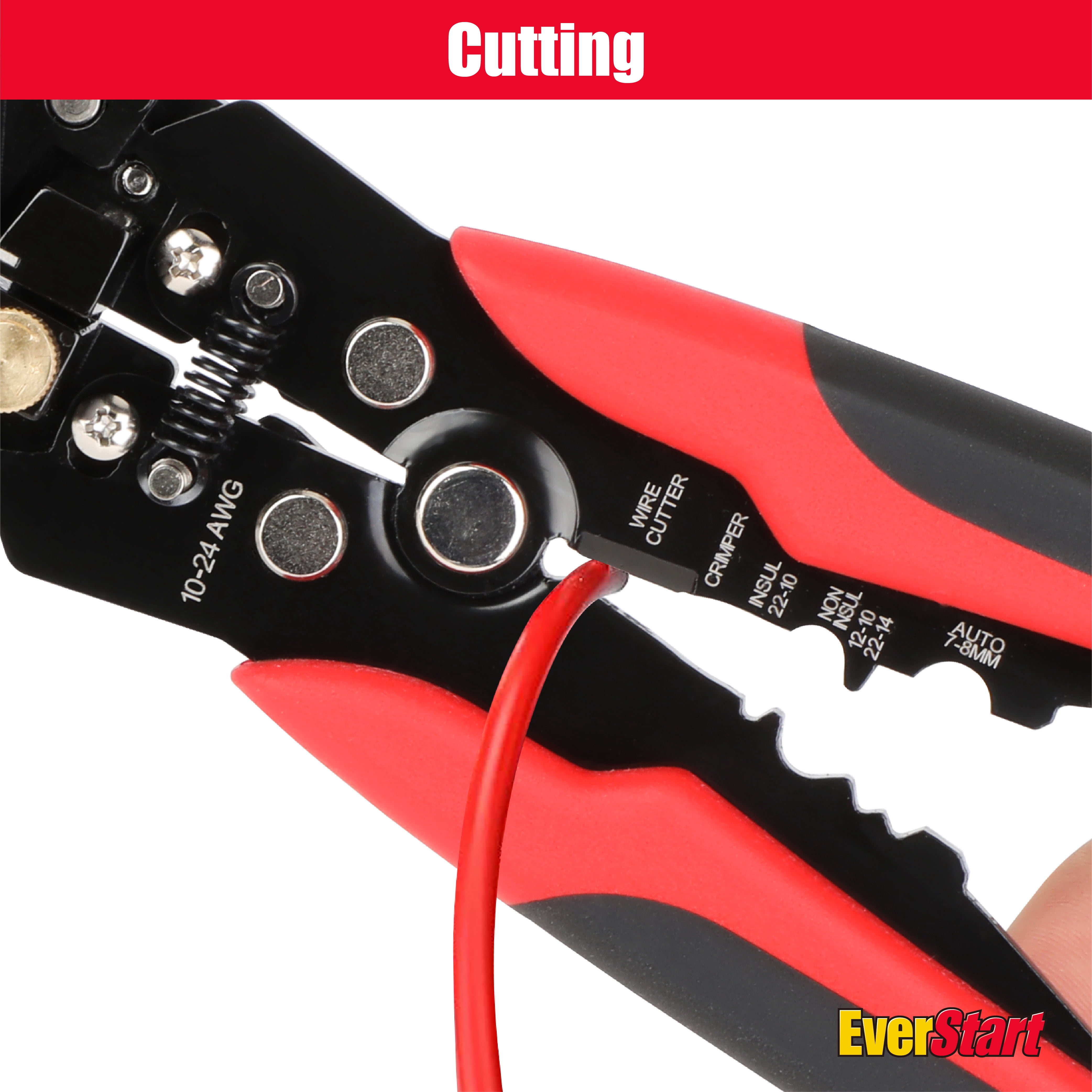 EverStart Self-Adjusting Wire Stripper for 10-24 AWG Wires (Black, 8 in) aqyye