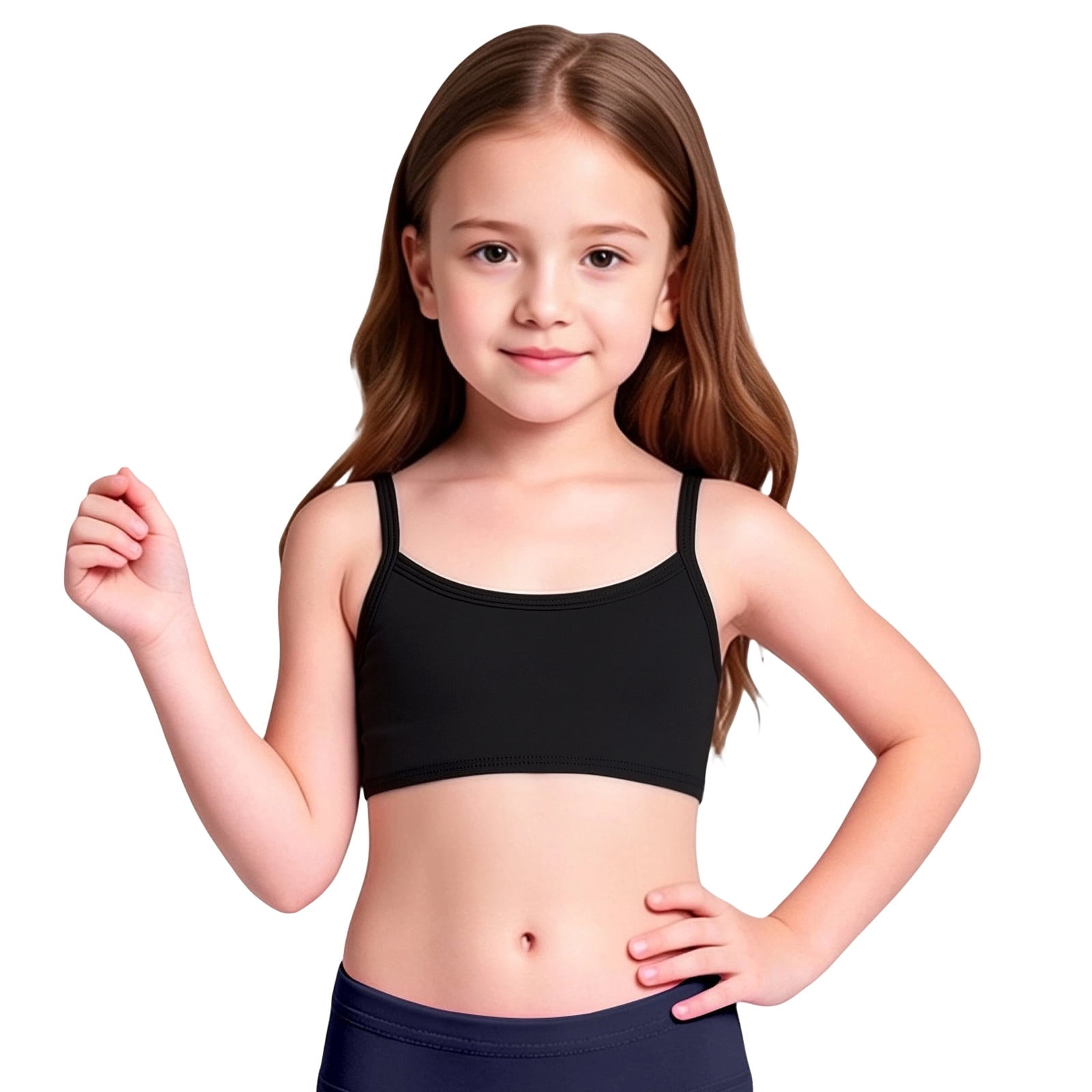 DGMIOCS Girls Bikini Top UPF 50+ Sun Protection Swimwear (Black, Size 4-5) 2thae