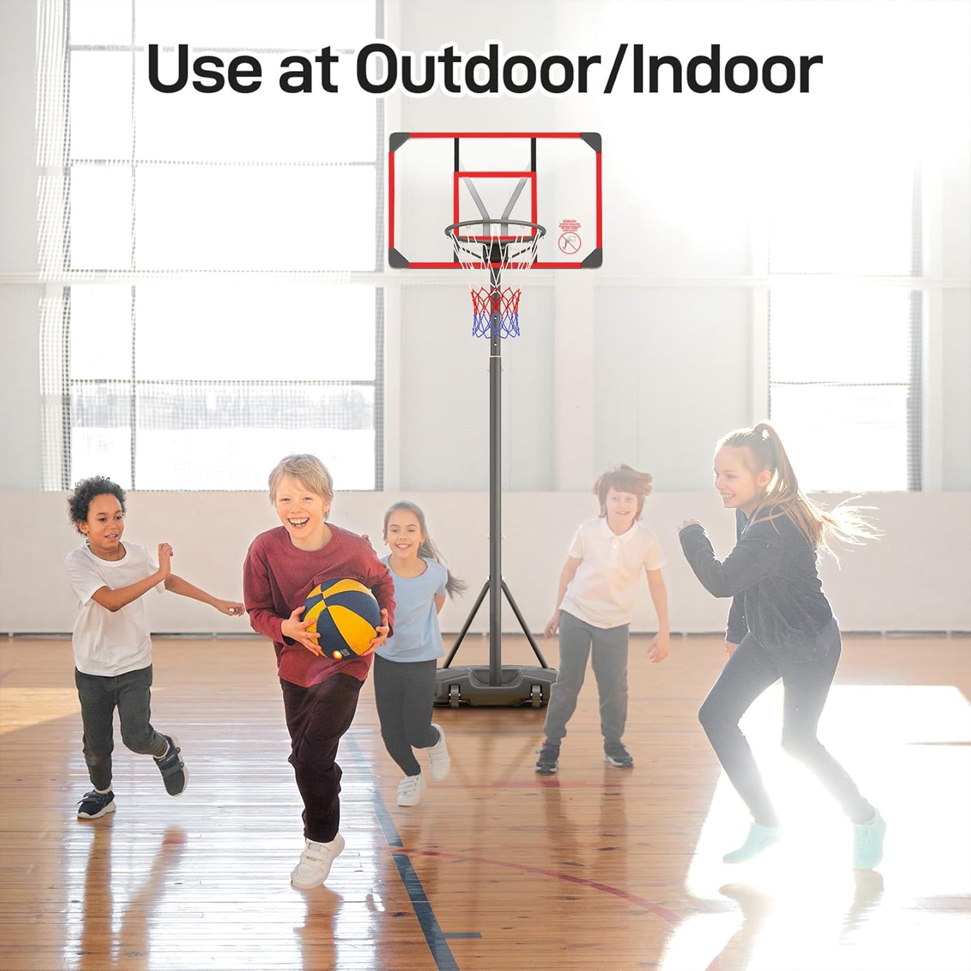 Toremore Portable Basketball Hoop System (Red, 33 in Backboard) Adjustable Height Outdoor Goal for Kids and Youth j0xoe
