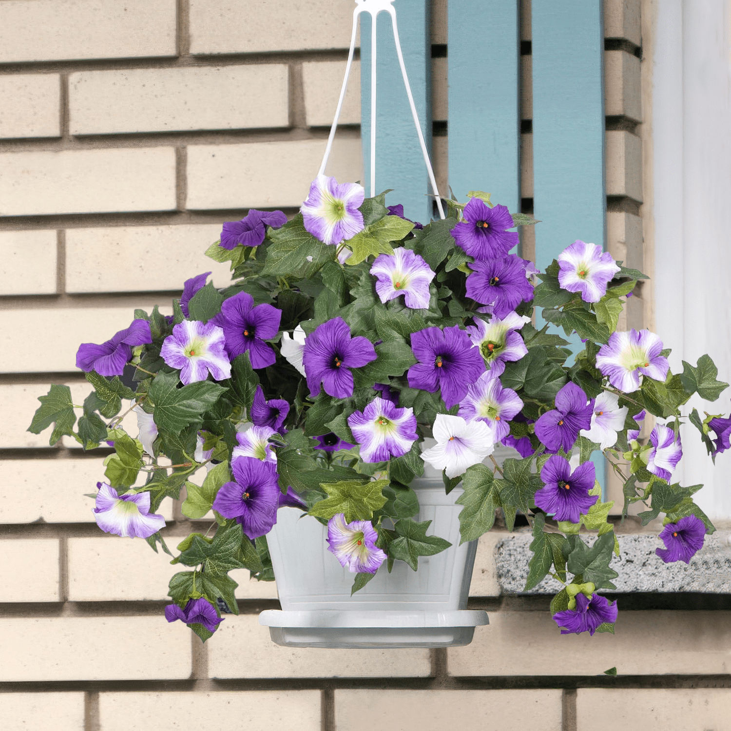 Inadays Artificial Petunia Flowers UV Resistant Faux Plants for Indoor and Outdoor Decor (Purple, 2 Pack, 24 in x 21 in) 4zlji