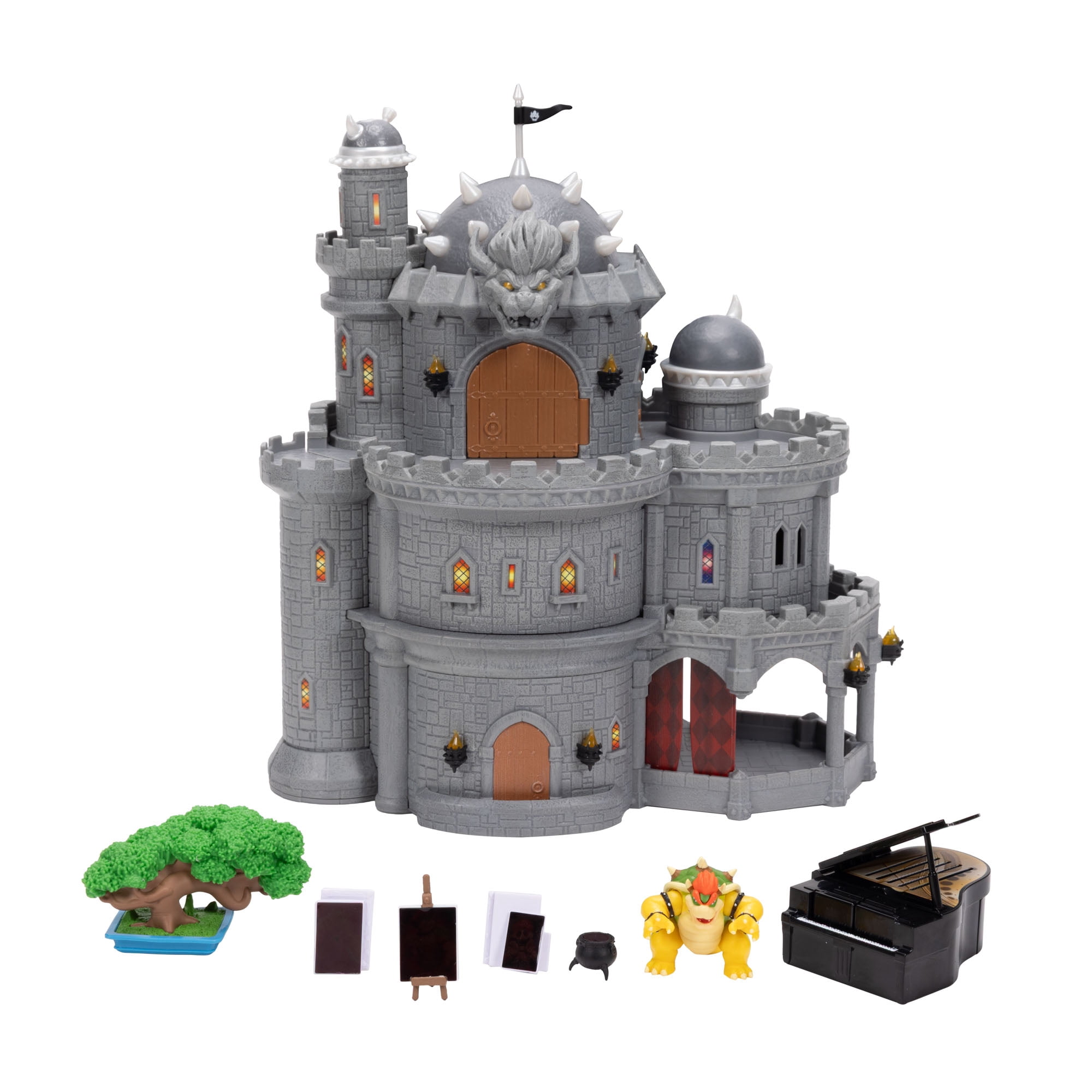 Super Mario Deluxe Bowser Castle Playset with Articulated Figure and Interactive Accessories (12 in) z46tl