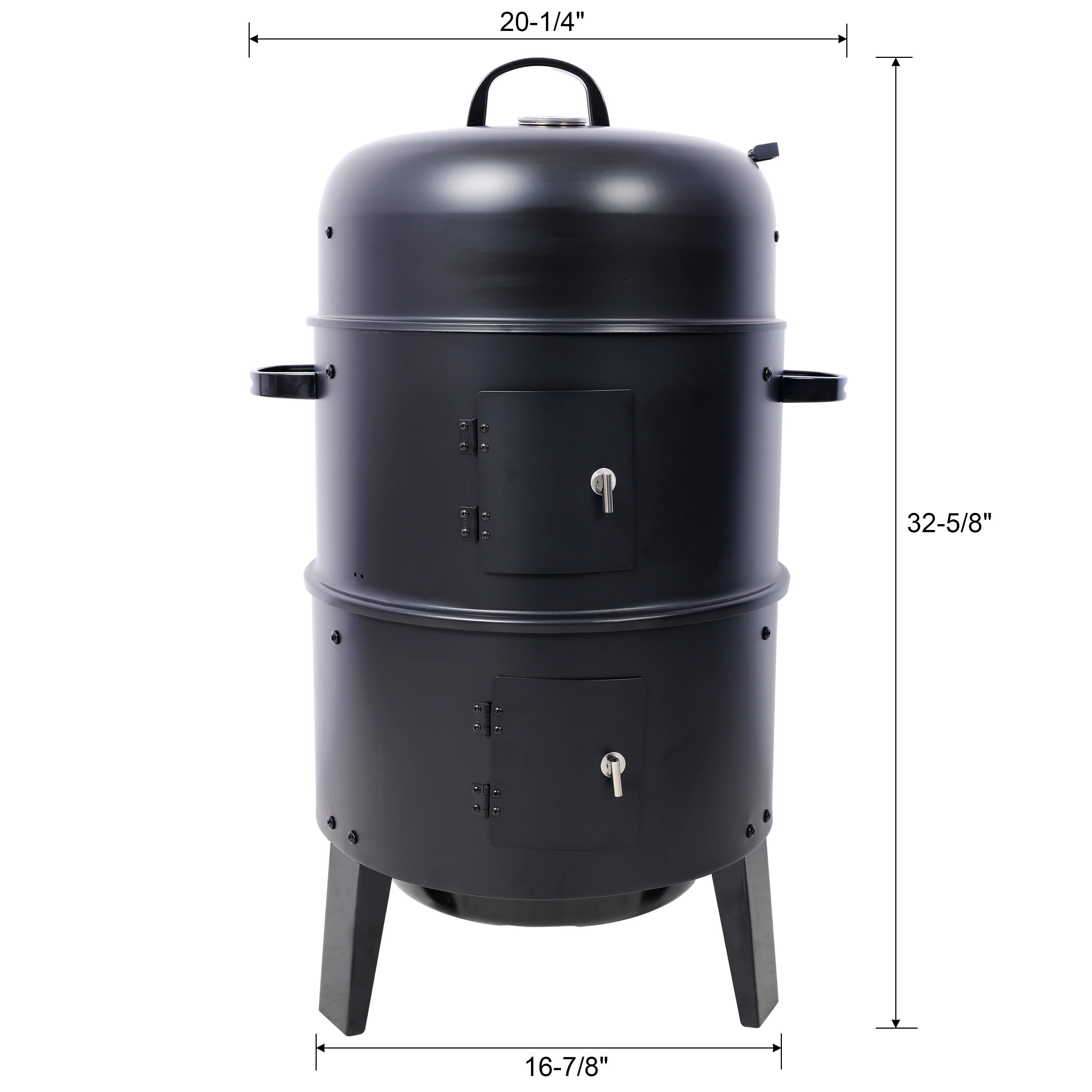 PuppyCheer 16 in Charcoal Smoker Grill, Portable Vertical Wood Smoker for Backyard BBQ (Black, 32.6 in Height) ftcu0