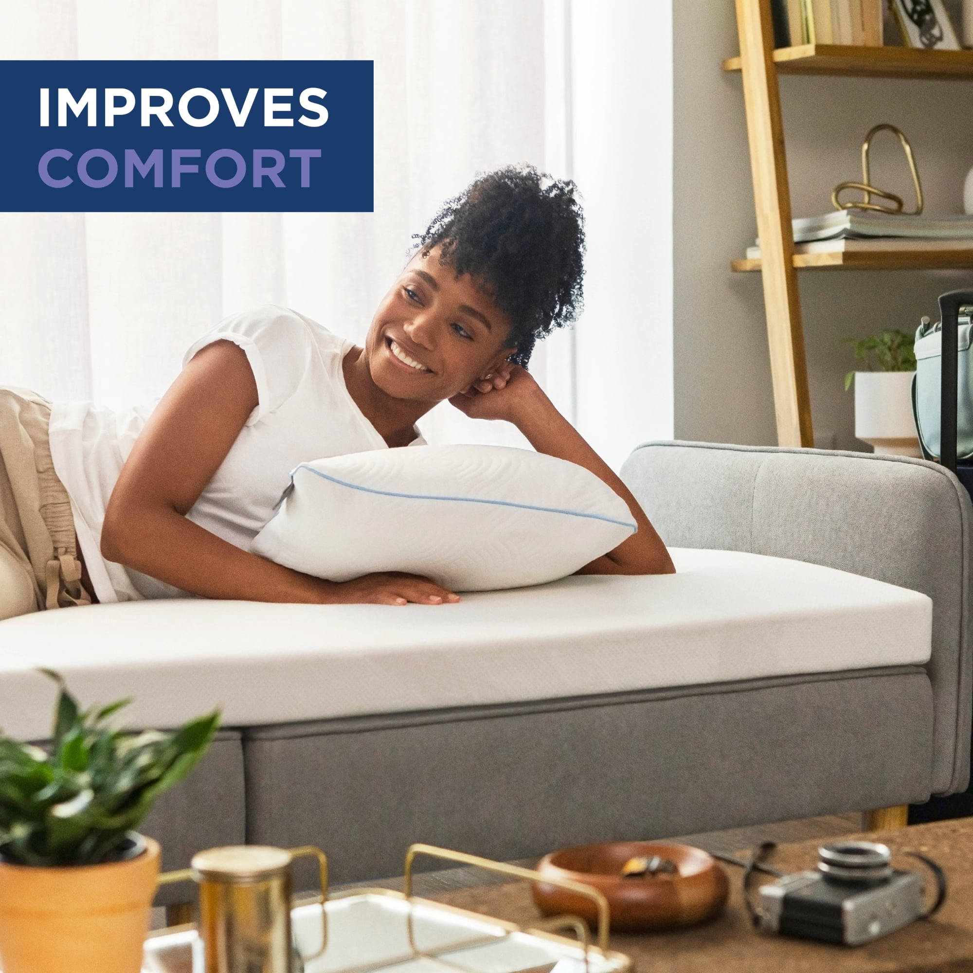 Tempur-Pedic Adapt Mattress Topper, Pressure-Relieving Memory Foam (White, Twin, 3 in) gnsbx