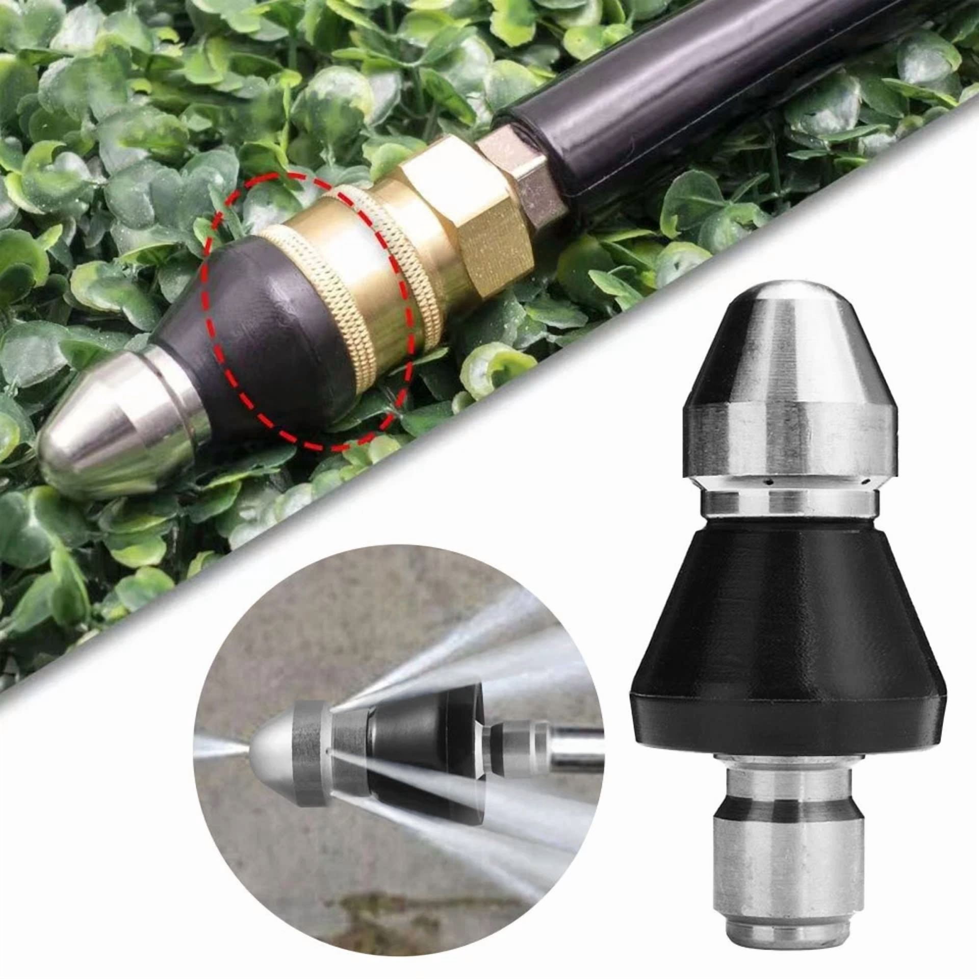 KLYNE Pressure Washer Sewer Jetter Nozzle (1 Front 6 Rear Orifice, 3/8 in) qo4pa