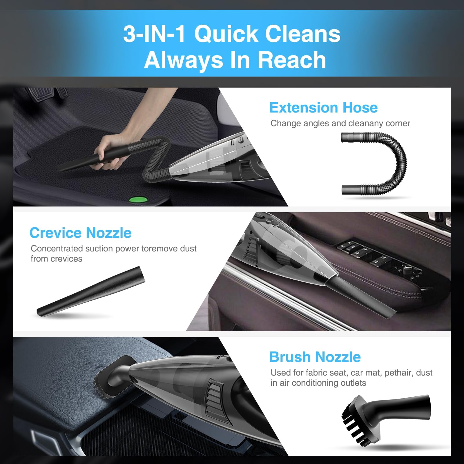 Generic Handheld Cordless Vacuum Cleaner Portable Rechargeable Car Interior Duster (Black, 11.5 fl oz) dtlc3