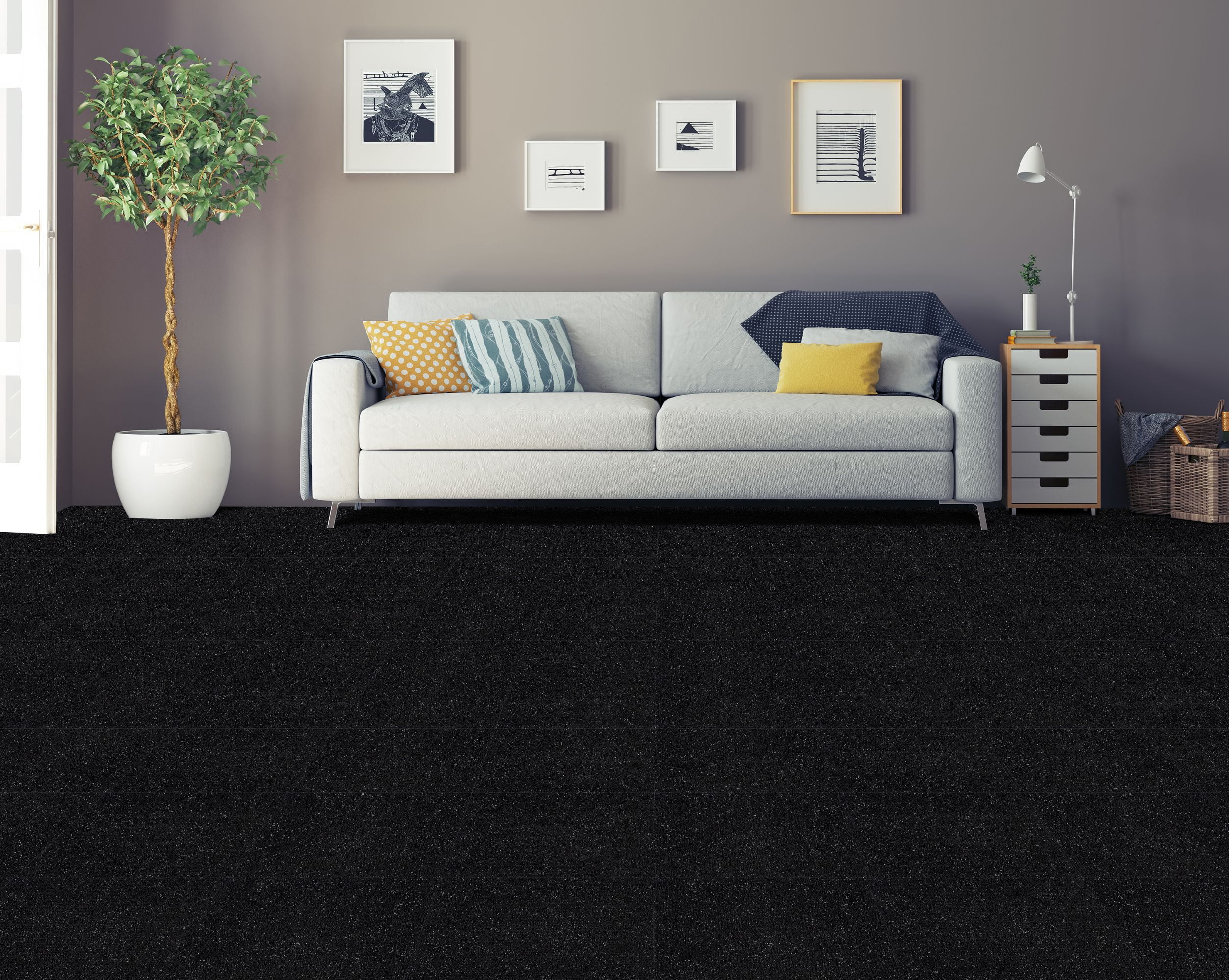 Achim Nexus Self-Adhesive Carpet Floor Tiles (Jet Black, 12 in x 12 in, 12-Pack) h9tcf