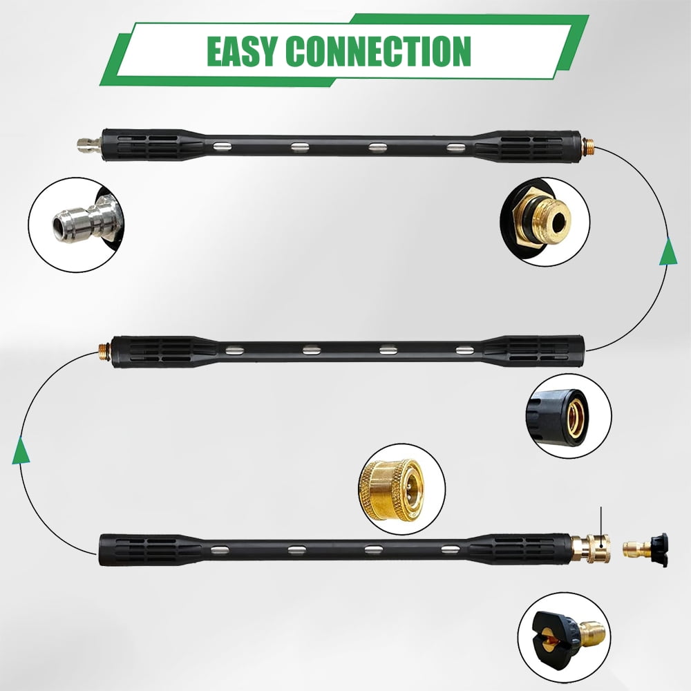 INTELIVE Pressure Washer Extension Wand Set with Gutter Cleaner Attachment and 6 Spray Nozzles (109 in) g47gl