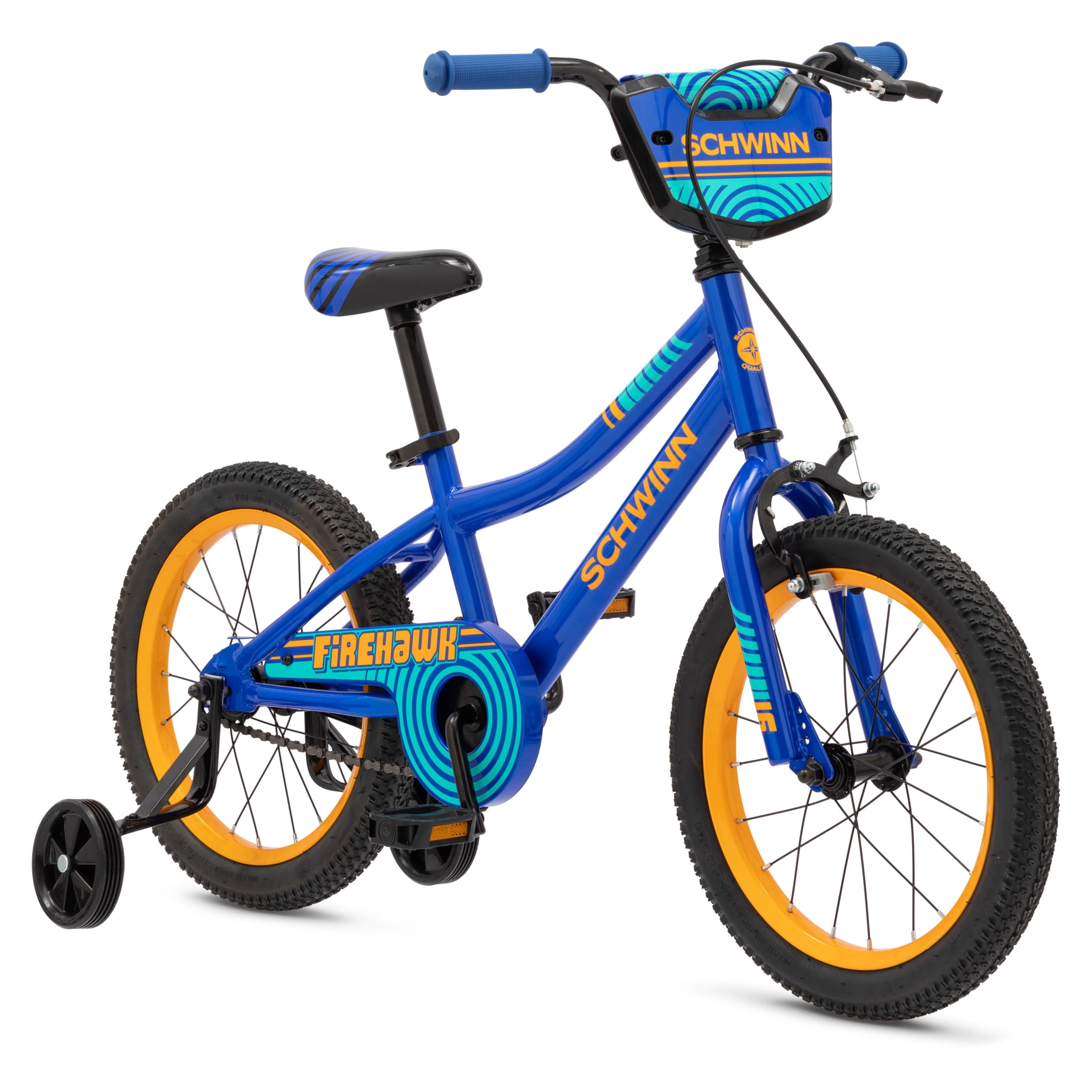 Schwinn Firehawk Kids BMX Bike with Training Wheels (Blue, 16 in) pl201