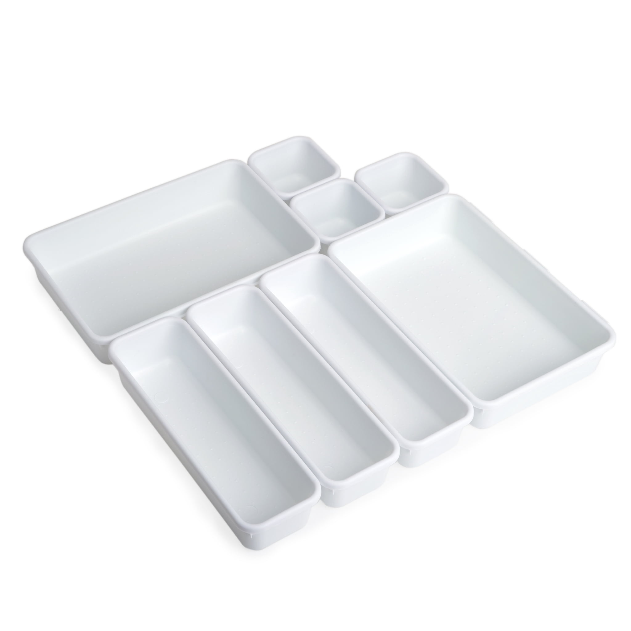 Smart Design 8-Piece Interlocking Drawer Organizer Set (White, 8-Piece) tynez