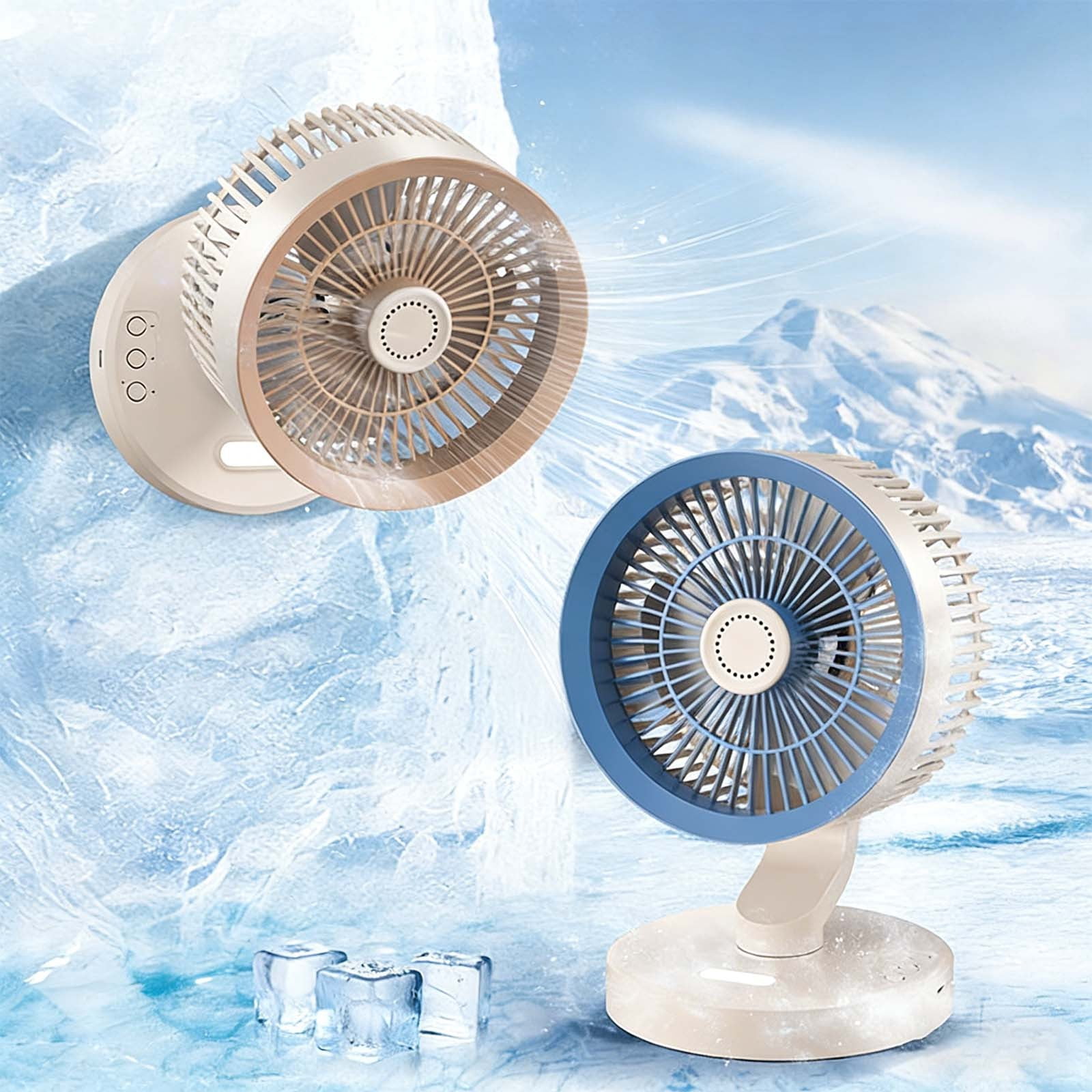 Specollect Oscillating Desk Fan with Remote Control, Quiet Brushless Motor, Night Light and Aromatherapy (Beige, 1 Pack) zrd3v