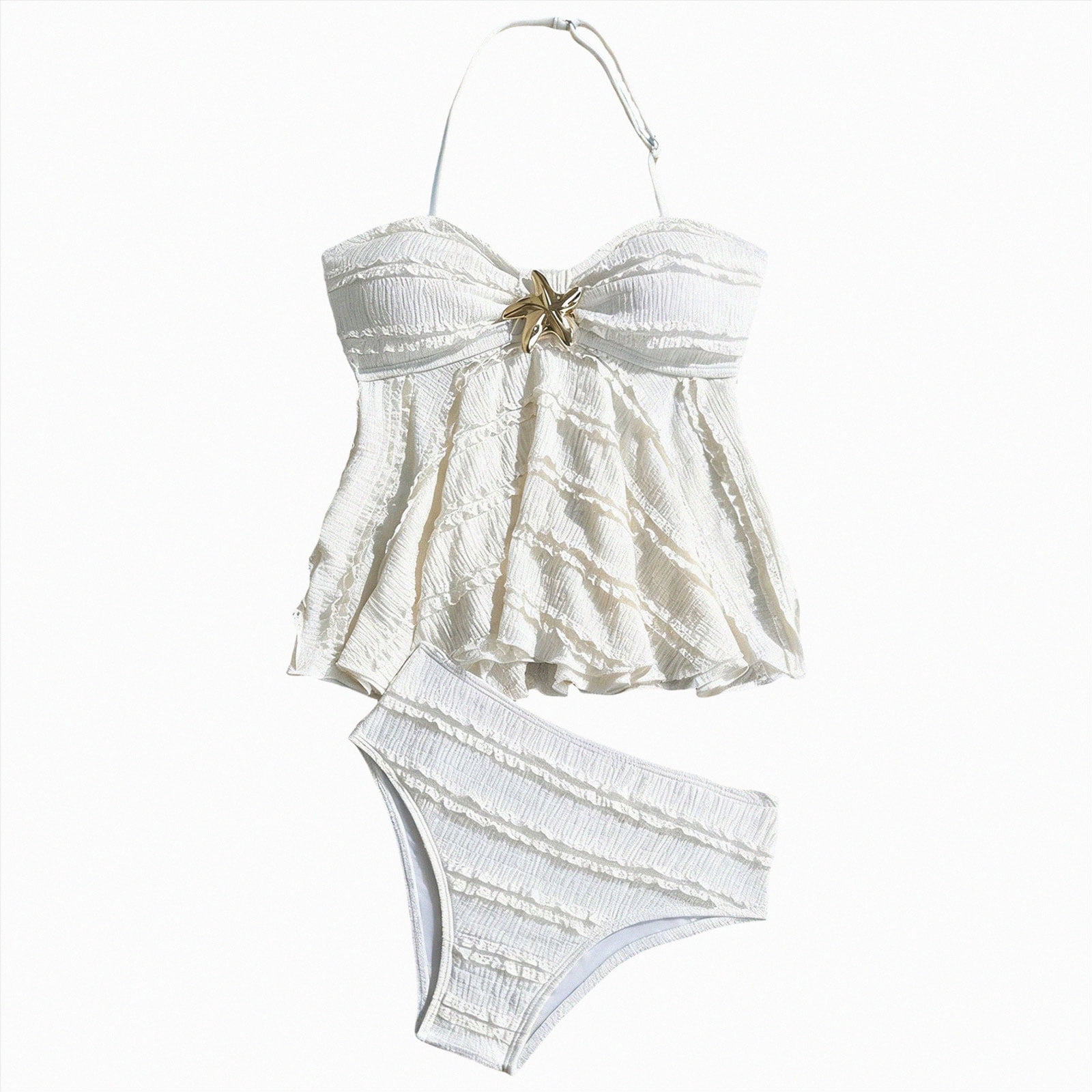 Splozh Girls Two-Piece Tankini Swimsuit (White, Size 9-10 Years) uegco
