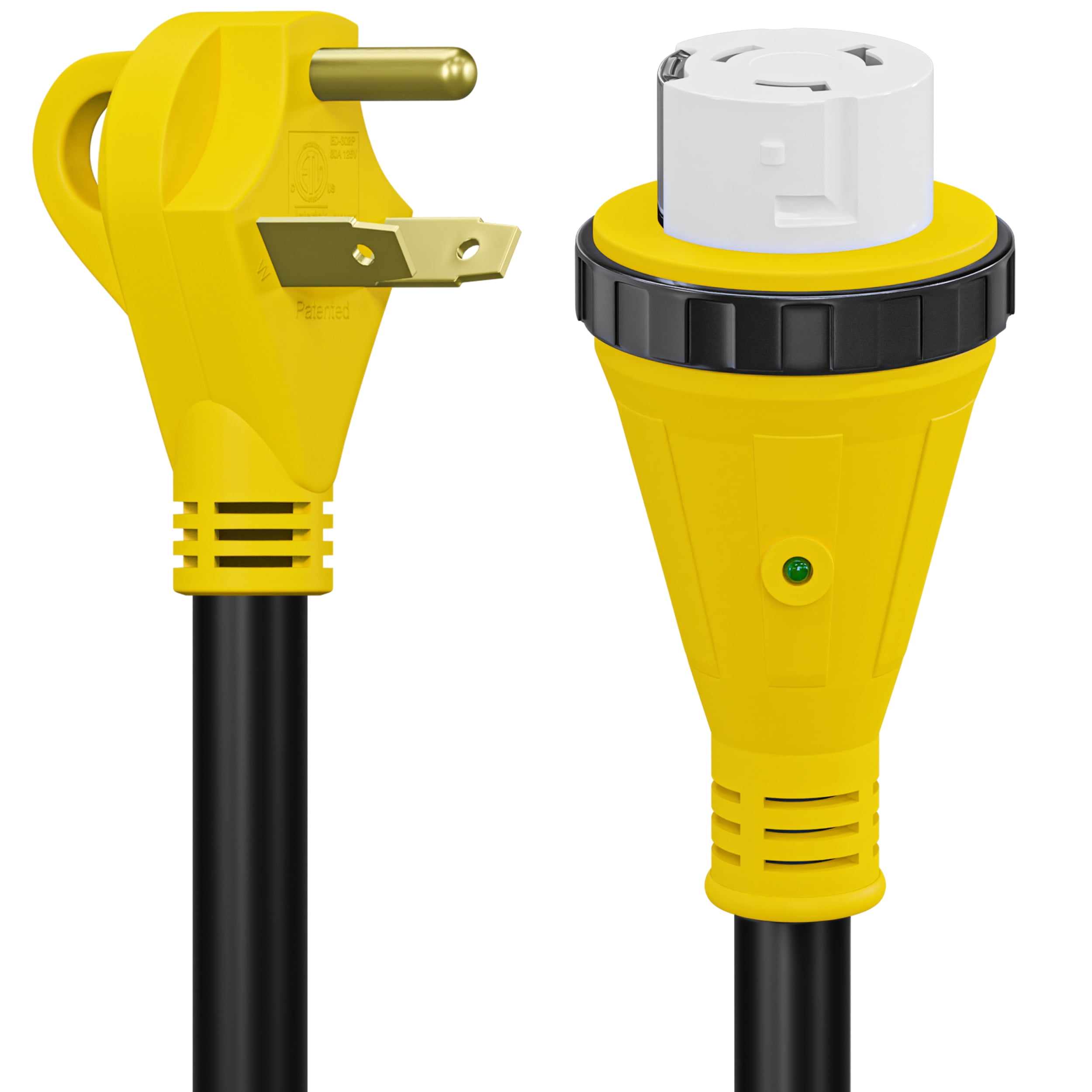 Leisure RV Power Cord Adapter 30 Amp Male to 50 Amp Female Locking Connector (12 in) u9py1