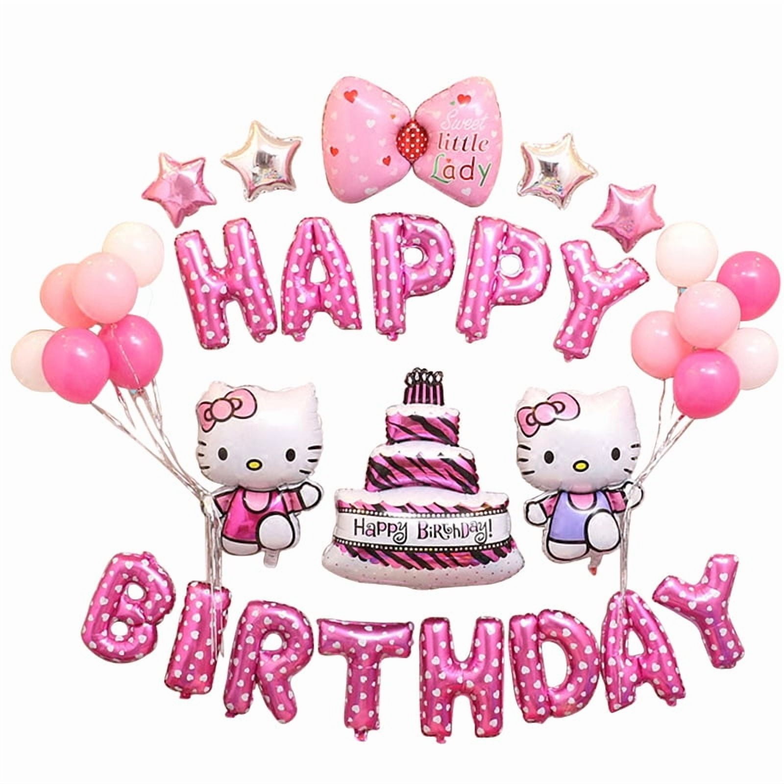 Dream Party Decor Hello Kitty Birthday Party Decorations Set (Pink, 1 Set) haedj