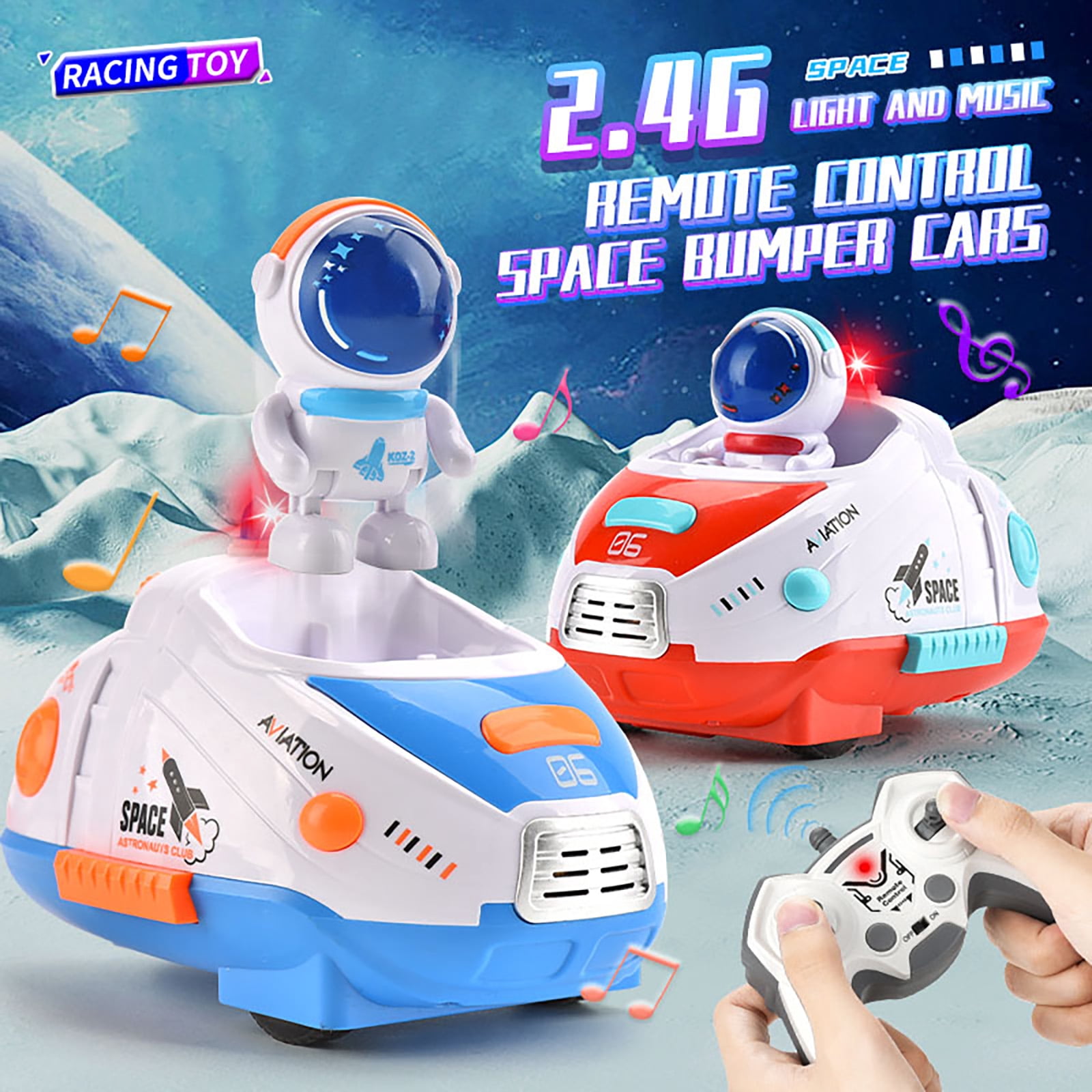 Kivdit RC Ejecting Bumper Cars, 2-Player Remote Control Battle Set with LED Lights and Sound (Red and Blue, 2 Pack) gixpx