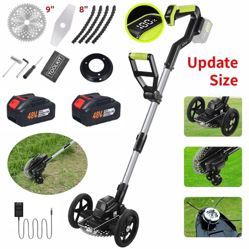 Paddsun Electric Cordless Weed Trimmer with Digital Power Display and Auxiliary Wheel (21V) ysp0b