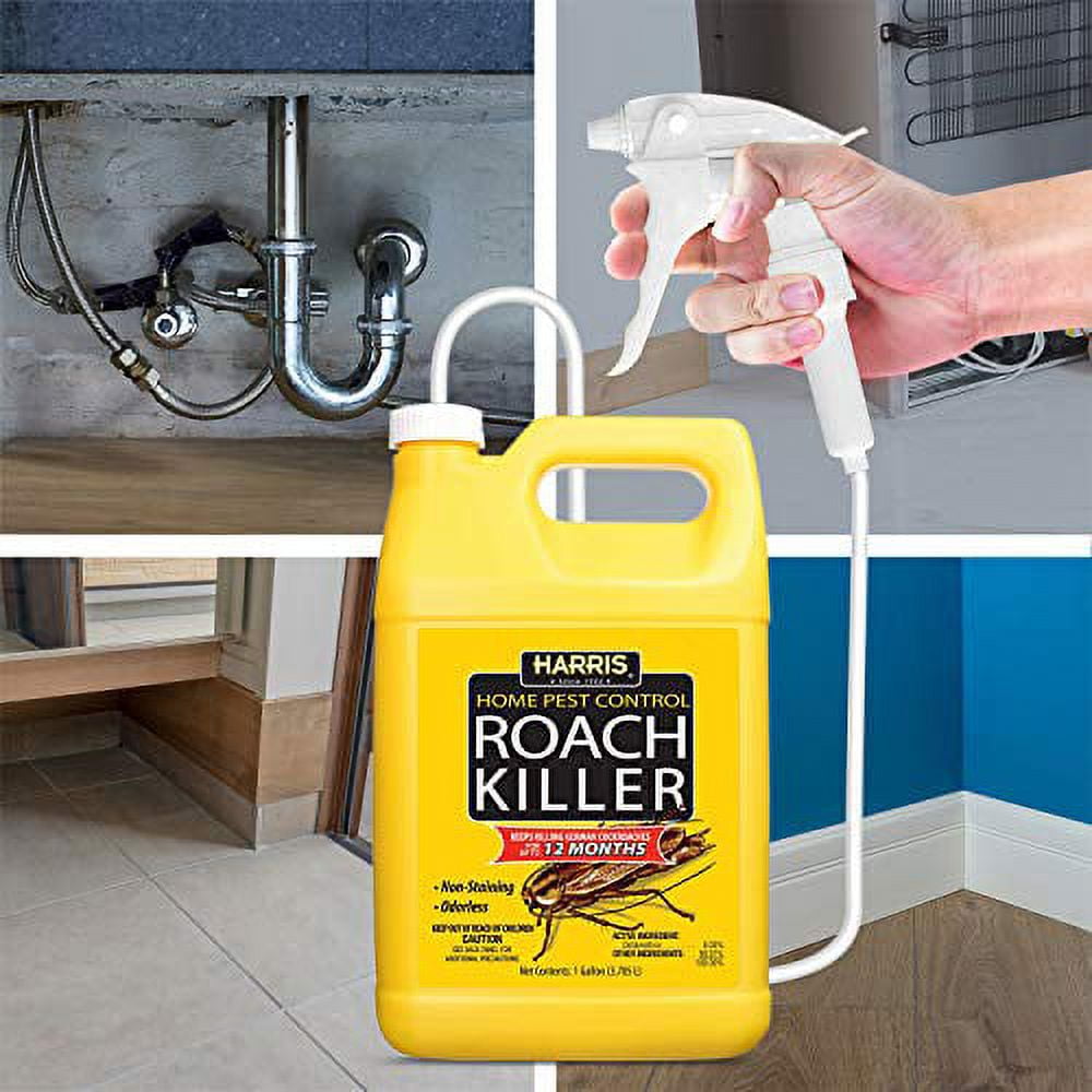 Harris Home Pest Control Roach Killer Liquid (Odorless, Indoor and Outdoor Use, 128 fl oz) ommxf